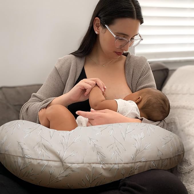Boppy Original Nursing Pillow, Sand Stick and Twig, Ergonomic Nursing Essentials for Bottle and Breastfeeding, Firm Fiber Fill, with Removable Pillow Cover, Machine Washable