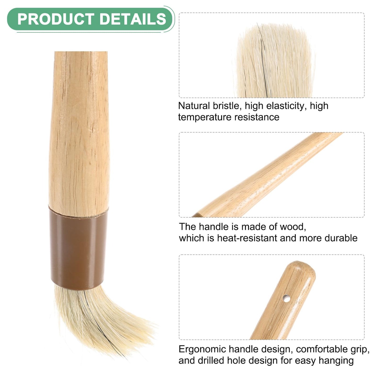 M METERXITY 2-Pack Pastry Brush, Round Wooden Handle Natural Bristle Basting BBQ Oil Brush for Cooking/Barbecue/Kitchenh [1.2"]