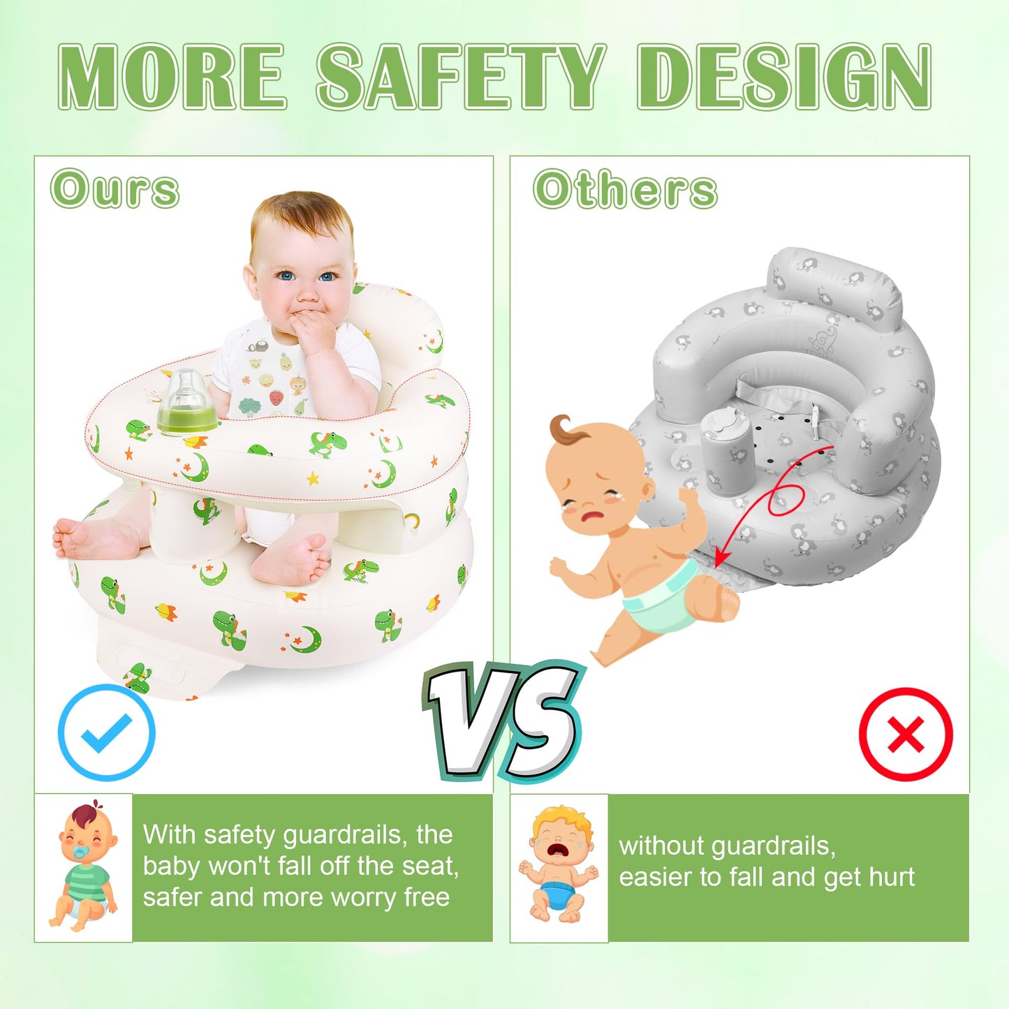 Windspeed Inflatable Baby Seat for 4 to 36 Months with Built-in Air Pump Infants Sit Me Up Floor Seat for Baby Inflatable Sitting Up Chair with Back Support for Learning Sit/Feeding
