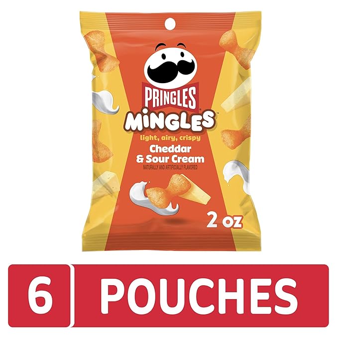 Pringles Mingles Puffed Snacks, Cheddar and Sour Cream, Cheese Puffs, Salty Snacks (6 Bags)