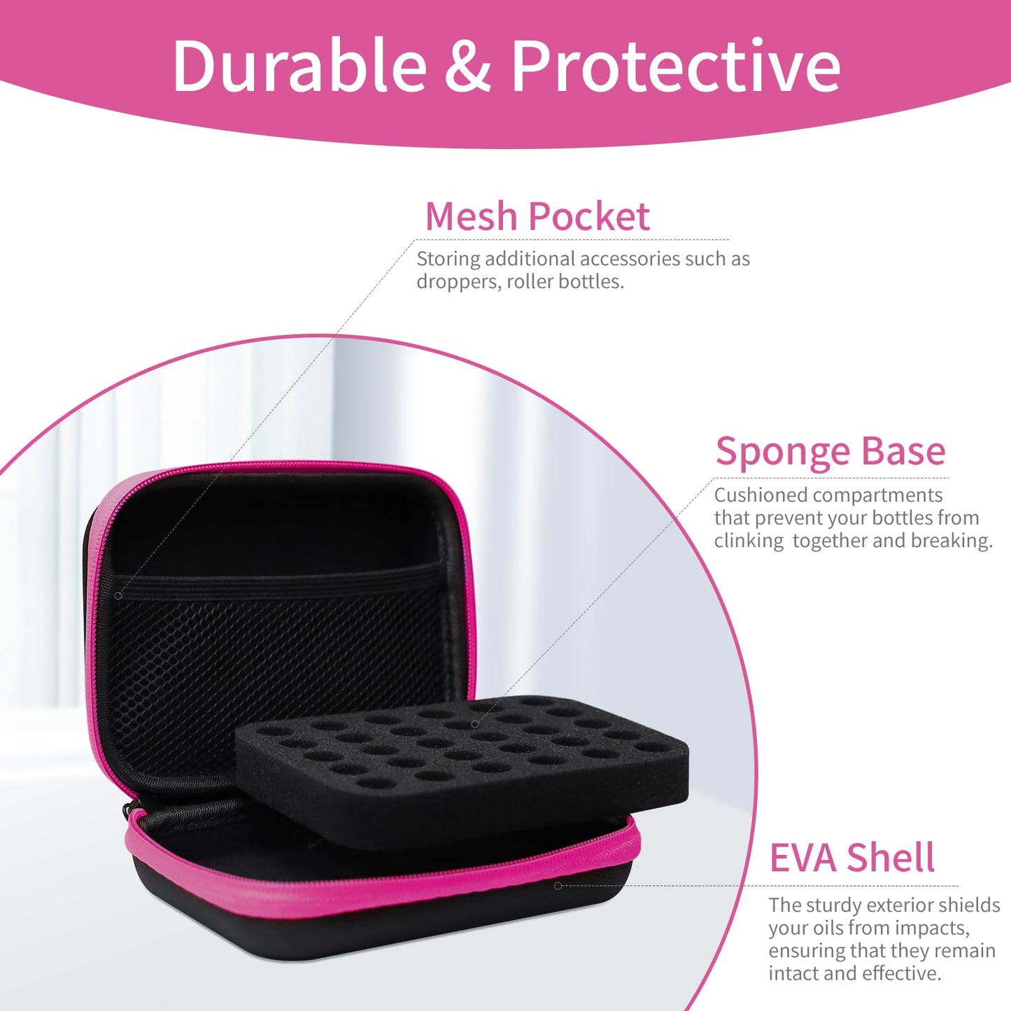 ZORETCO Essential Oil Storage Holder Organizer Carrying Case, Essential Oils Box Holds 30 Bottles 1ml- 3ml Bottle Travel Storage Organizer Bag for doTERRA & Young Living (Box Only)