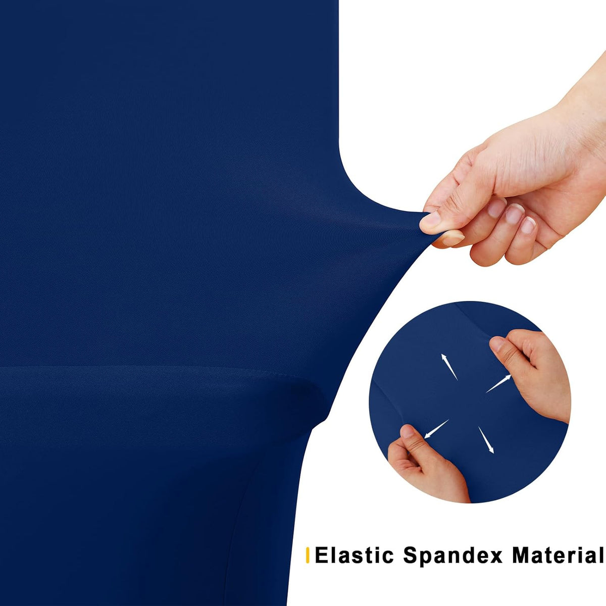 Smiry 2 Pack Spandex Table Cloth 8FT, Elastic Fitted Stretch Tablecloths, Washable and Wrinkle Free Rectangular Patio Table Cover for Outdoor, Wedding, Banquet & Parties (Navy, 96Lx30Wx30H Inch)