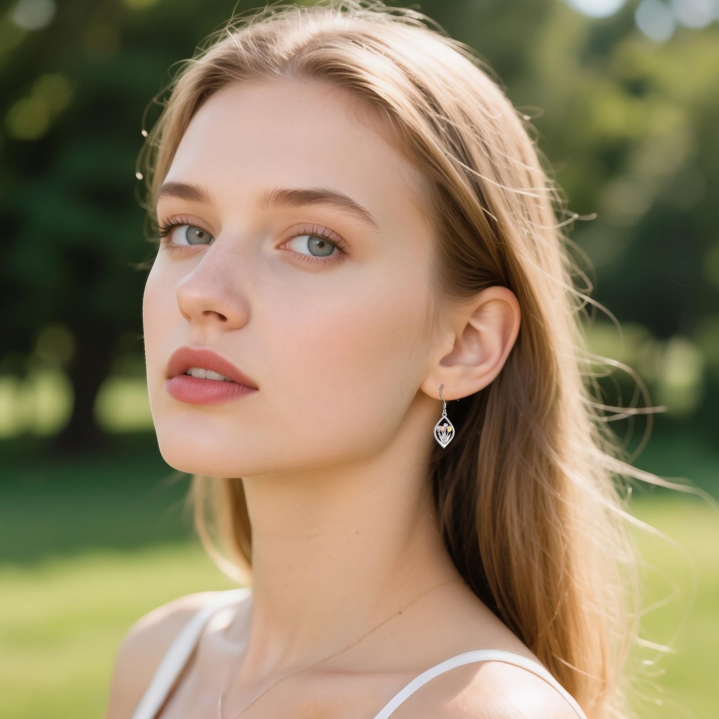 TIGER RIDER Tulip Earrings 925 Sterling Silver Flower Hook Drop Dangle Jewelry for Women