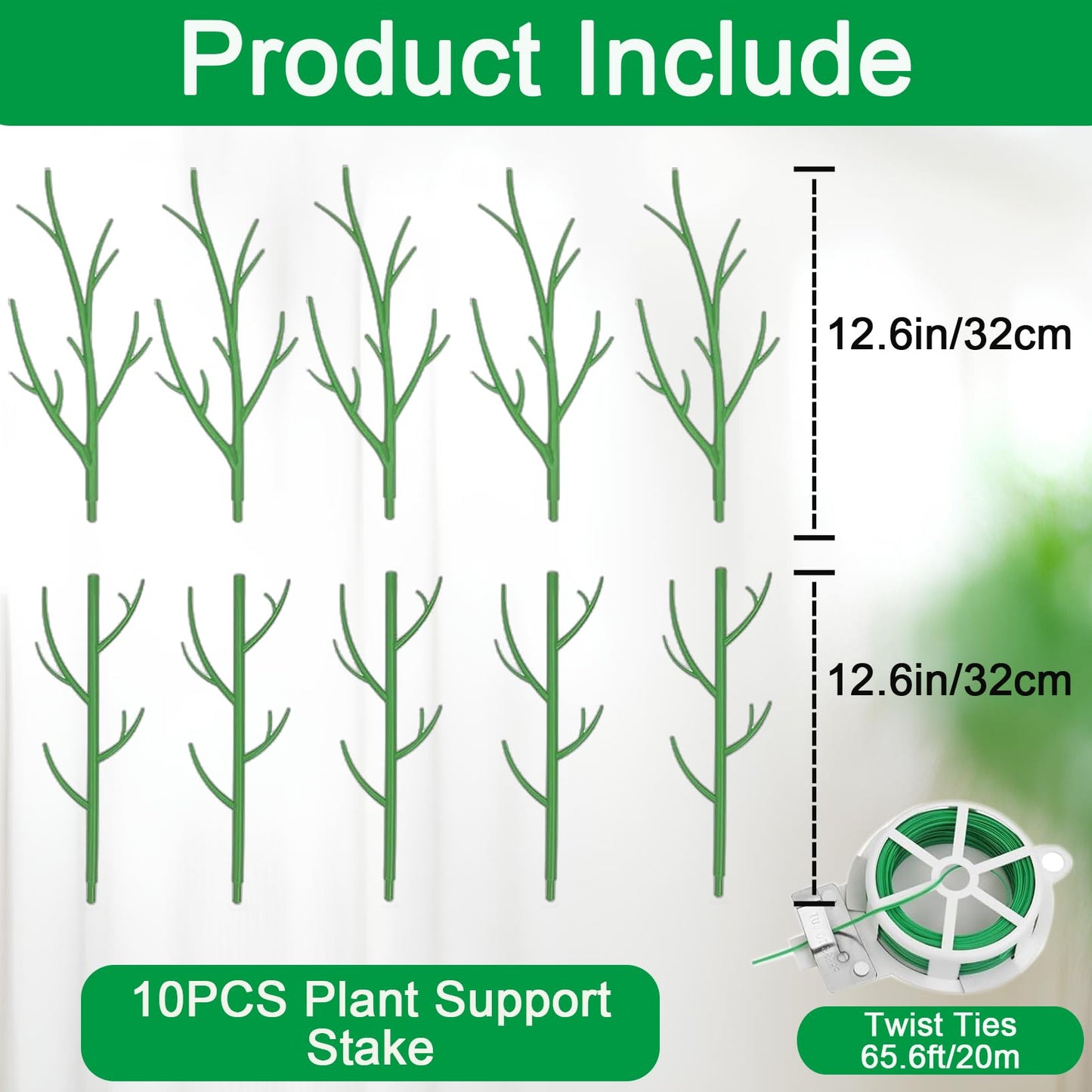 Orgrimmar 10 Pack Monstera Plant Support Stakes Adjustable Length with Green Ties for Indoor Outdoor Climbing Plants
