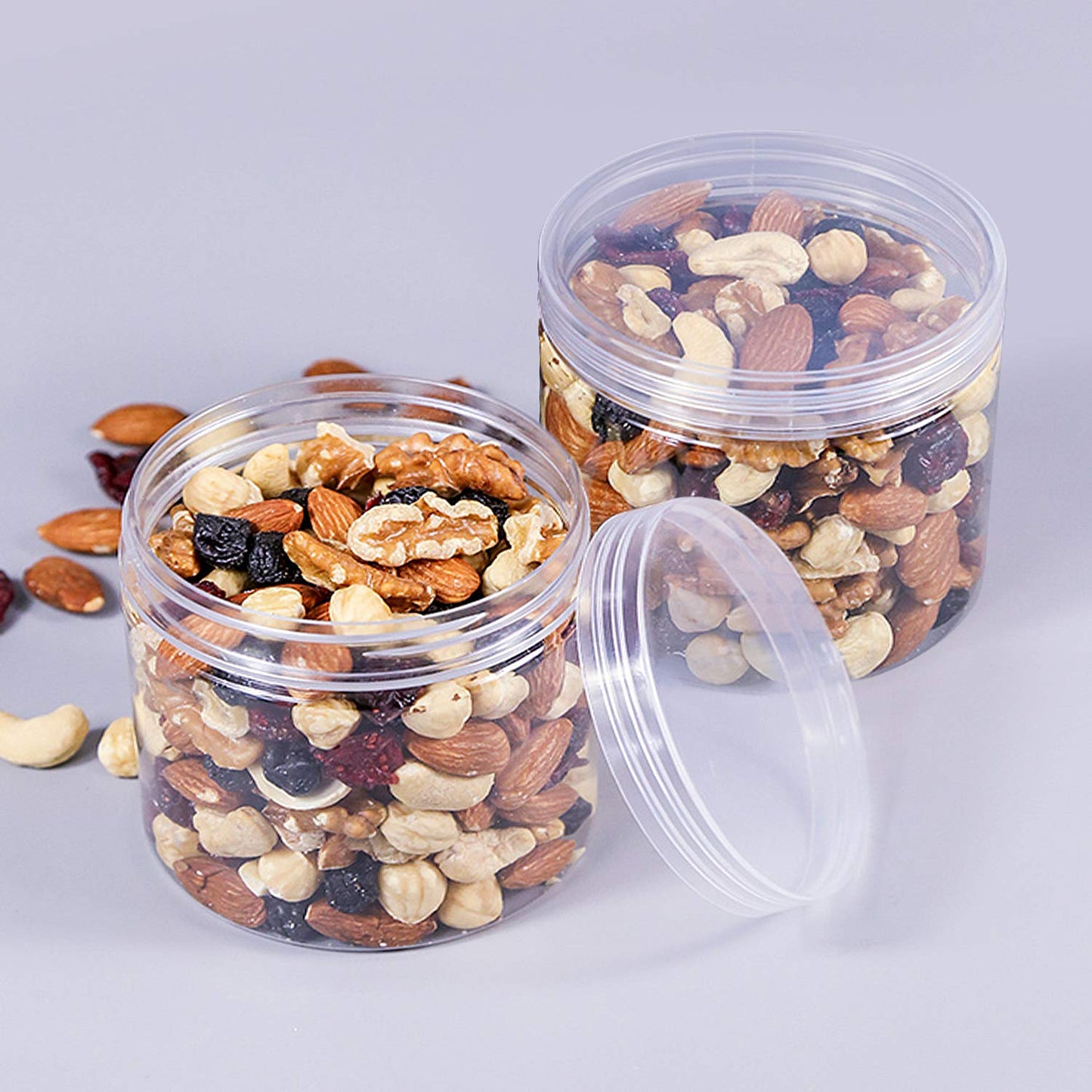 12oz Clear Plastic Storage Jars Containers,8 Pack Refillable Wide-Mouth Plastic Slime Storage Containers for Beauty Products,Kitchen & Household Storage - BPA Free