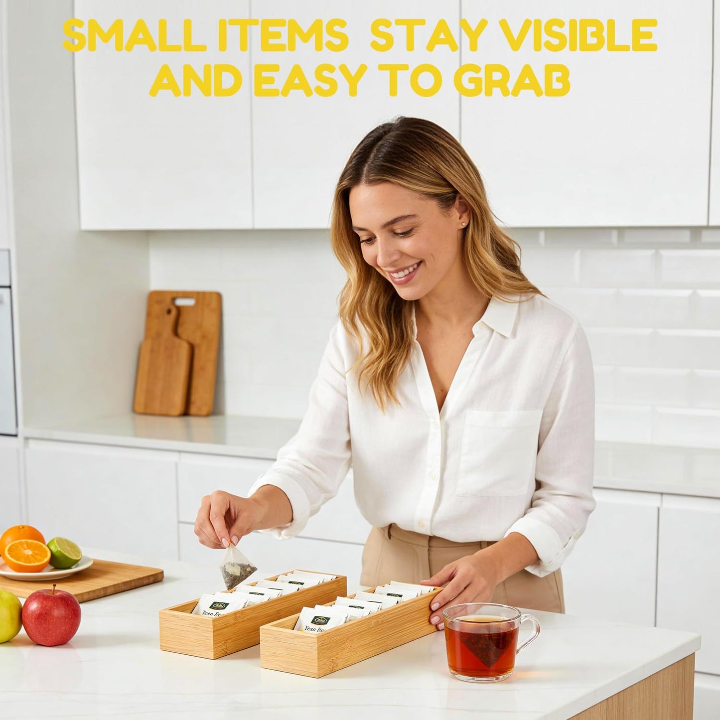 lilLittle Bamboo Drawer Organizer, 5 Pcs Kitchen Drawer Organizer Set, Multi Purpose Utensil Drawer Organizer, Silverware Organizer for Kitchen, Bathroom, Office, Junk Drawers