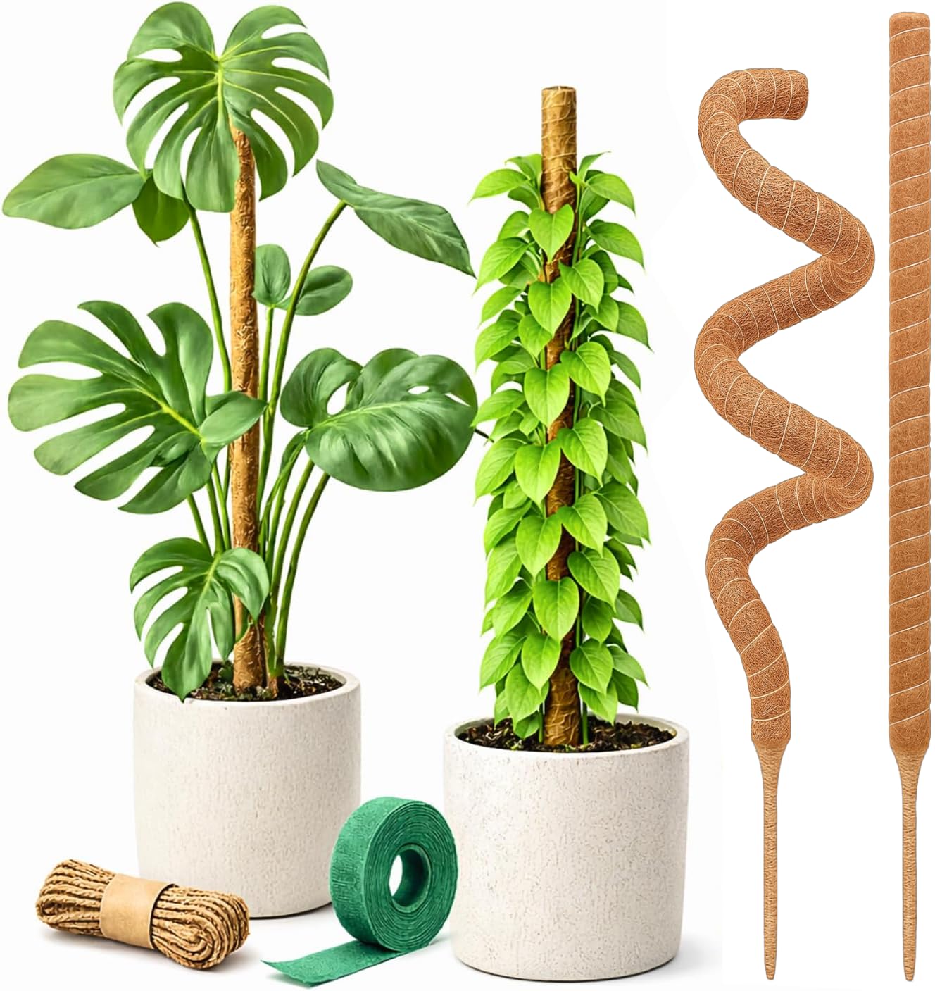 Craft911 Moss Pole Monstera Plant Support – 2 Pack 28” Bendable Moss Pole Monstera Plant Support, Plant Stakes for Indoor Plants, Tall Plant Sticks Support for Climbing Plants