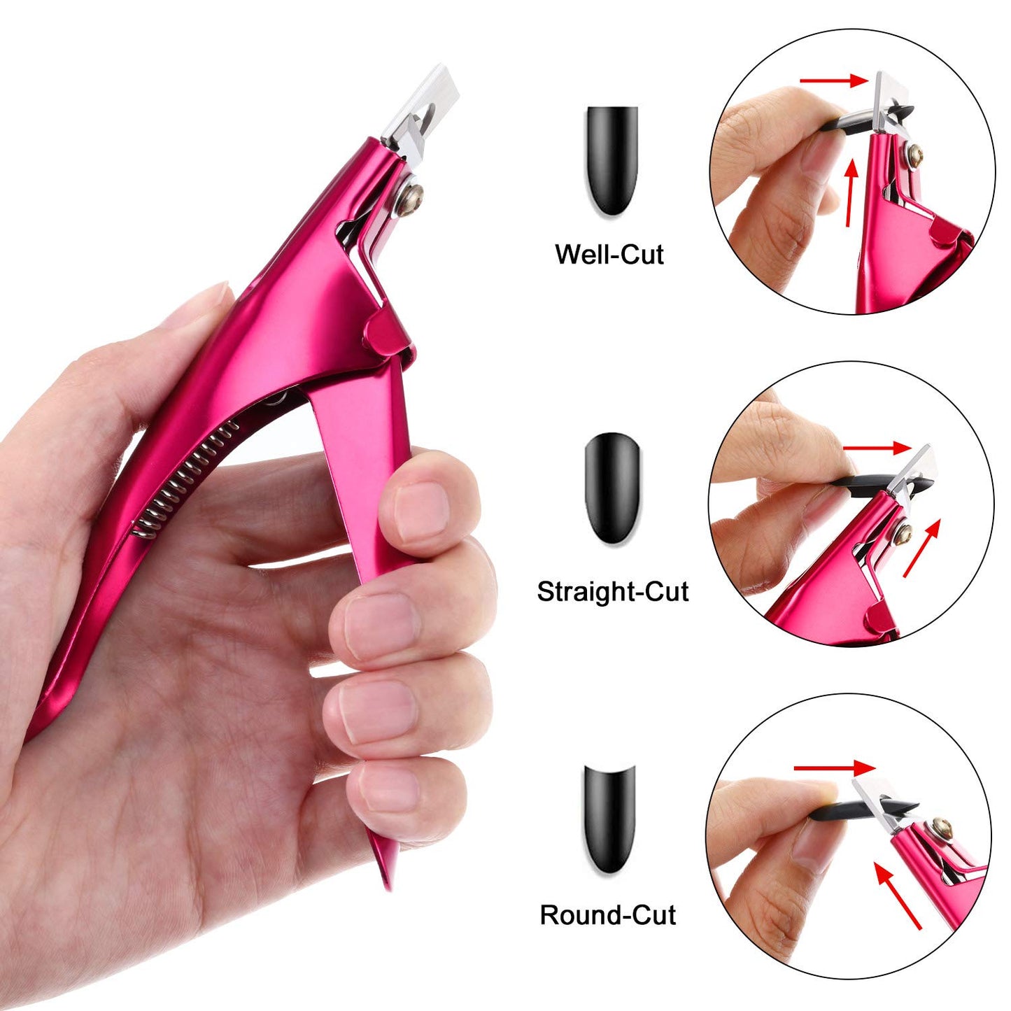 Yaomiao 3 Pcs Professional Acrylic Nail Tip Clipper – Adjustable Nail Cutter with Sharp Stainless Steel Blade for Fake False Nails, Square Round Coffin Shapes, Salon Home DIY Manicure Tool