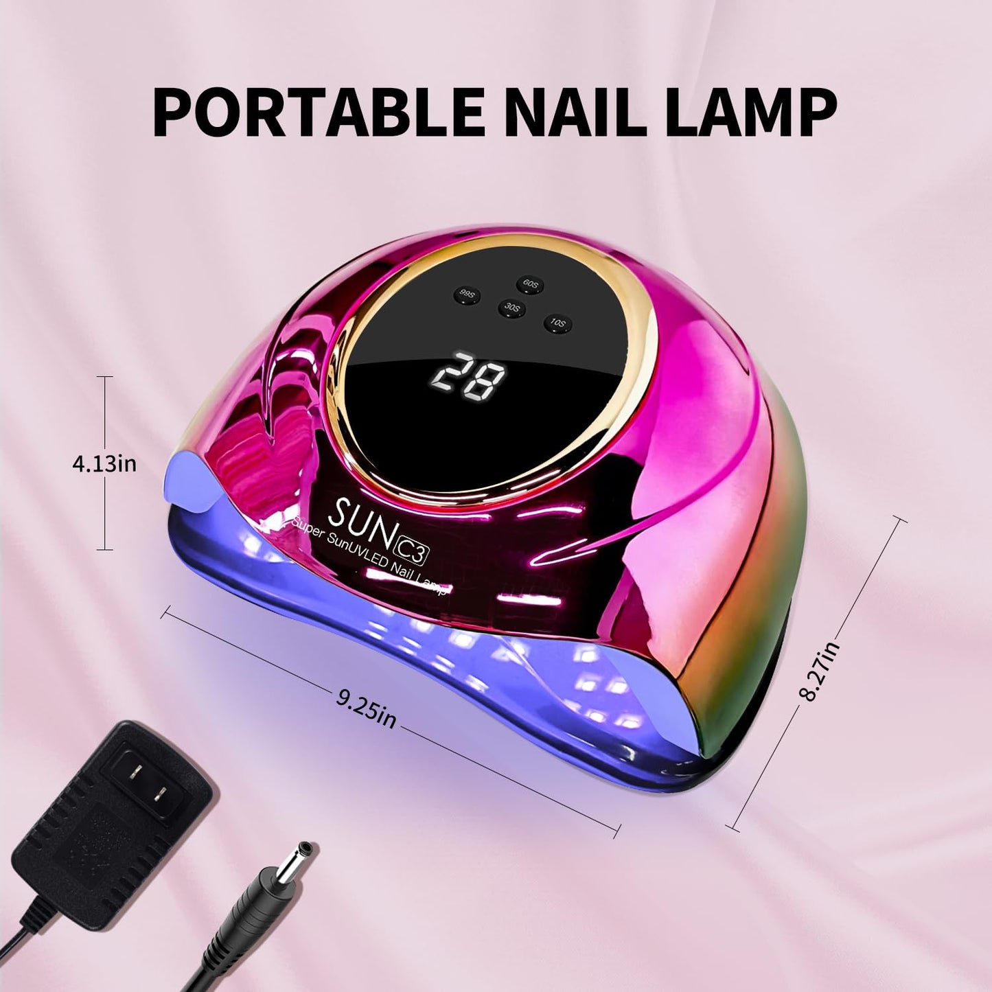 MIRAGE LAYON Professional UV Light for Gel Nails - 63 LED Beads with Auto Sensor & 4 Timer Settings, High-Power LED/UV Lamp for Fast Curing, Salon & Home Gel Polish Dryer