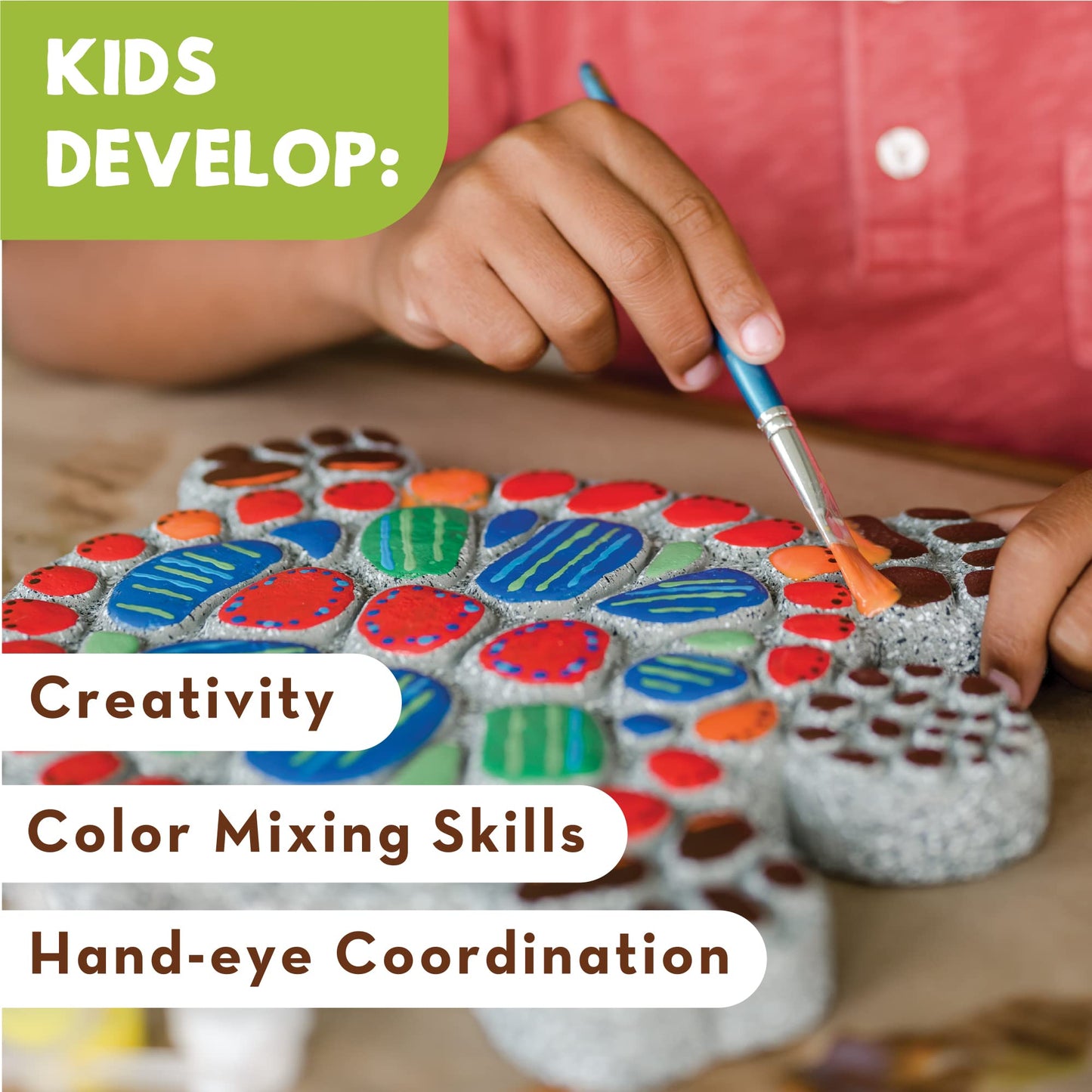 MindWare Turtle Stepping Stone Kit: Paint Your Own Stepping Stones for Kids Craft Kit Includes Paint, Brushes and Instructions