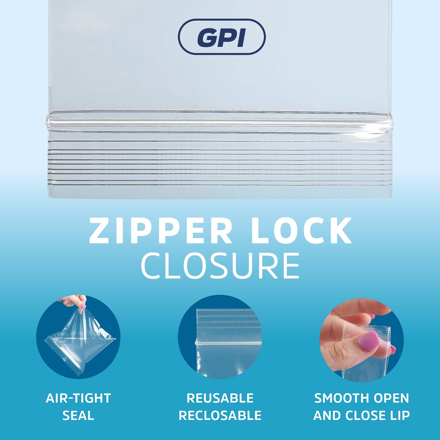 GPI - 4" X 6" Clear Plastic Zip Bags, 100 Count, Heavy-Duty 4 Mil Thick Durable Poly Baggies With Resealable Zipper Lock, Hang-Hole For Display.