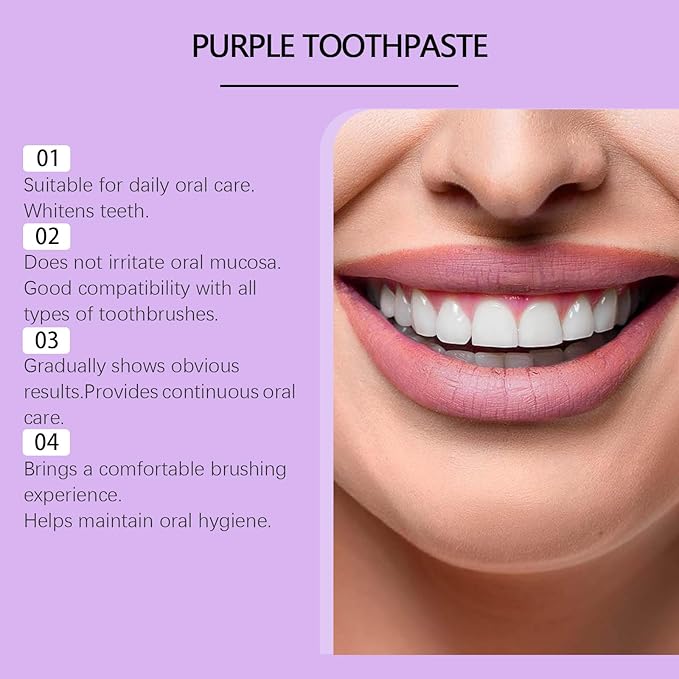 2025 New Whitening Purple Toothpaste,3X White Brilliance Toothpaste, Fluoride-Free Teeth Whitening,Tooth Stain Removal Colour Corrector (2)