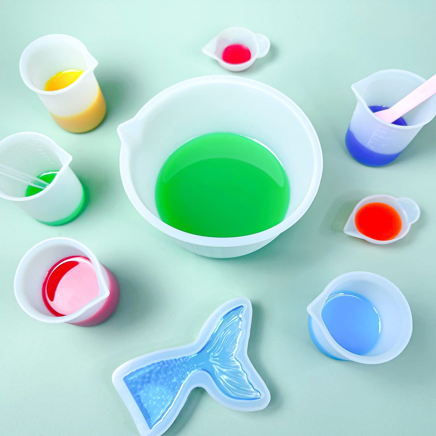 Silicone Measuring Cups for Resin Supplies - Kit with 600ml & 100ml Mixing Cups and Tools for Molds, Epoxy, Cooking, Casting Moulds, Jewelry Making