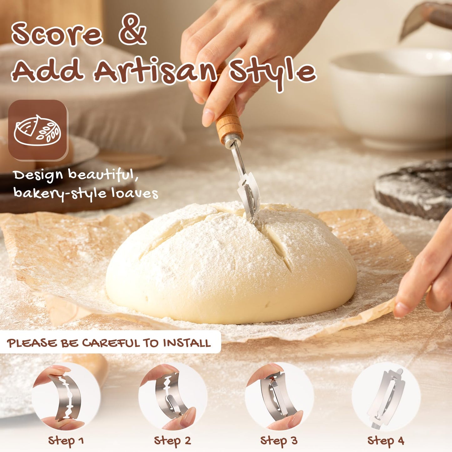 Astercook Sourdough Starter Kit with Round & Oval Banneton Bread Proofing Basket, Bread Sling, Starter Jar, Dough Whisk, Scrapers, Stencils, Complete Sourdough Bread Baking Supplies, Mothers Day Gifts