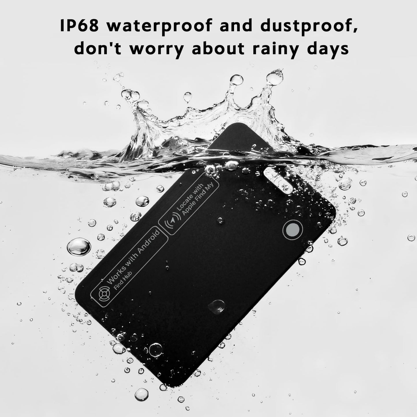 Tracker Card for iPhone & Android, Tracking Card with Apple Find My & Google's Find Hub, Rechargeable Slim Wallet Tracker Card for Wallet, Luggage, Keys,IP68 Waterproof