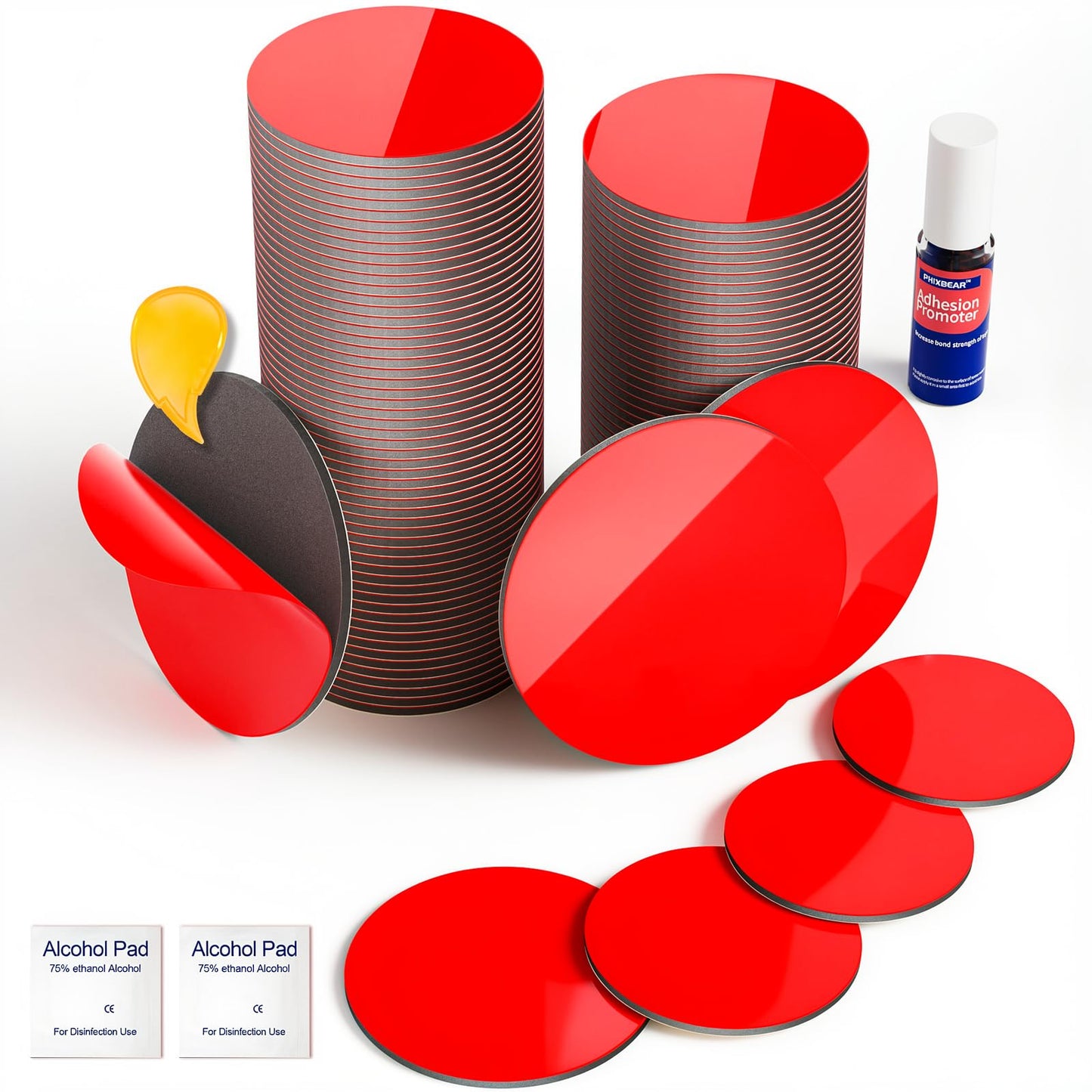 PHIXBEAR 48 Pcs Round Double Sided Sticky Pads Heavy Duty, Extreme Mounting Foam Tape, Strong Adhesive Tape Squares Waterproof Heat Resistant, Car Home Outdoor Use, 1.18 Inch
