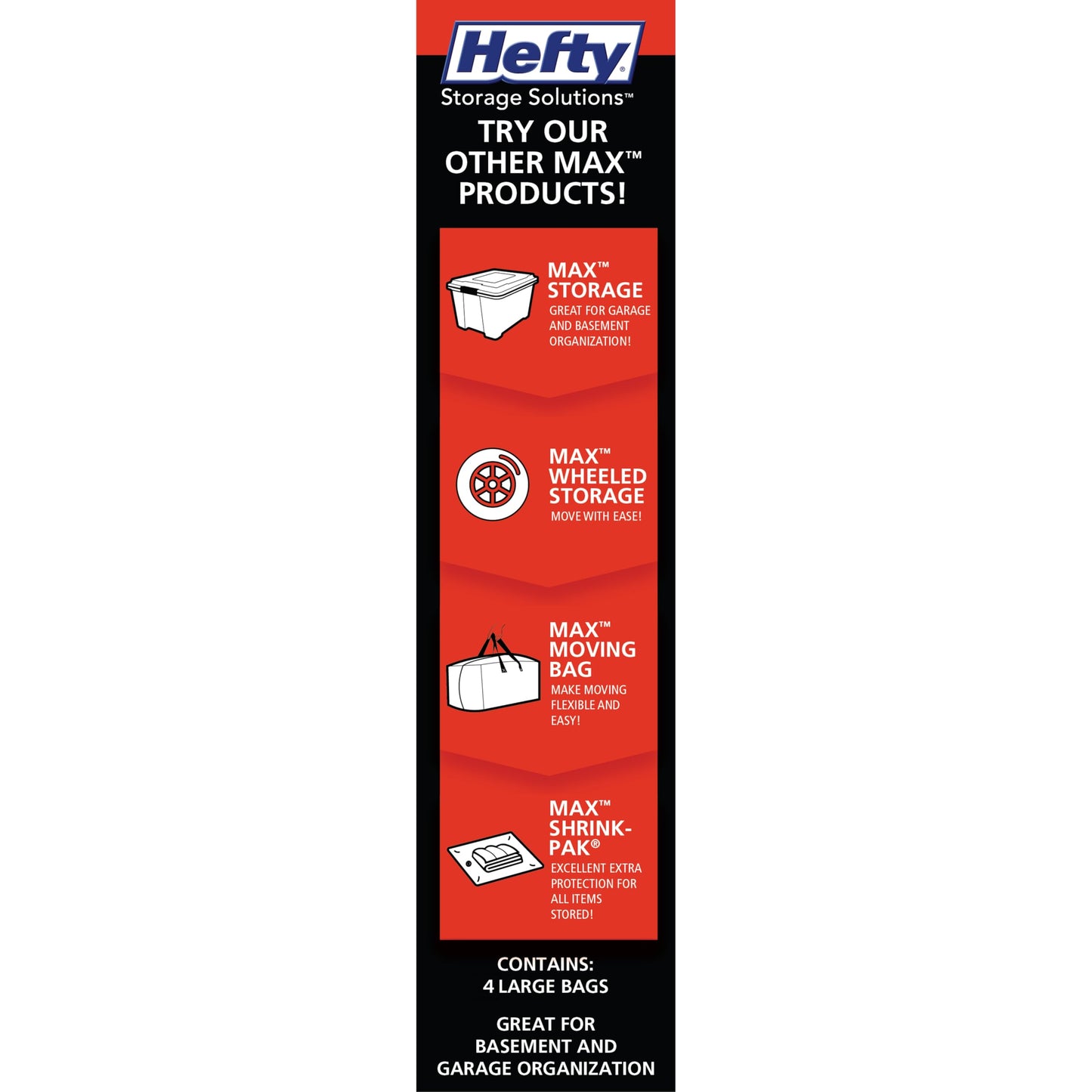 Hefty MAX Shrink-Pak Vacuum Seal Storage Bags for Clothing, Travel, Bedding | Tear & Water Resistant, Dual-Valve Space Saver Compression Bags - Large, 4-Pack
