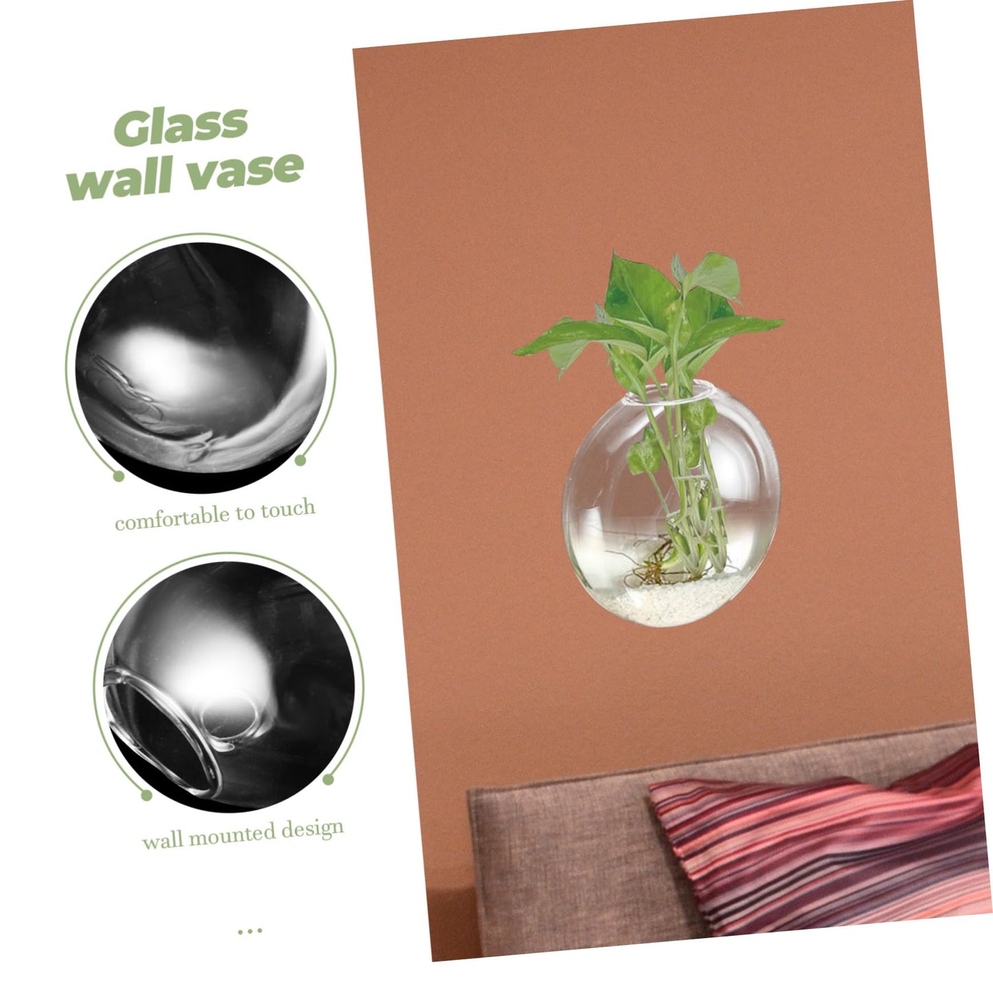 Happyyami Wall Hanging Hydroponic Glass Vase Elegant Transparent Terrarium Planter for Home Decor Versatile Wall Propagation Holder for Indoor Plants
