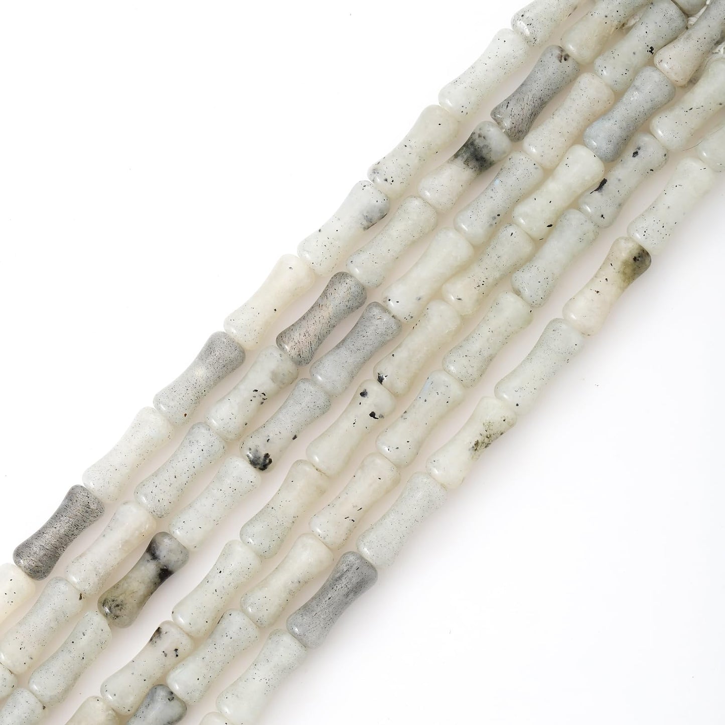 5x12mm Natural White Labradorite Stone Bamboo Shape Gem Healing Energy Loose Spacer Beads for DIY Necklace Bracelet Earring