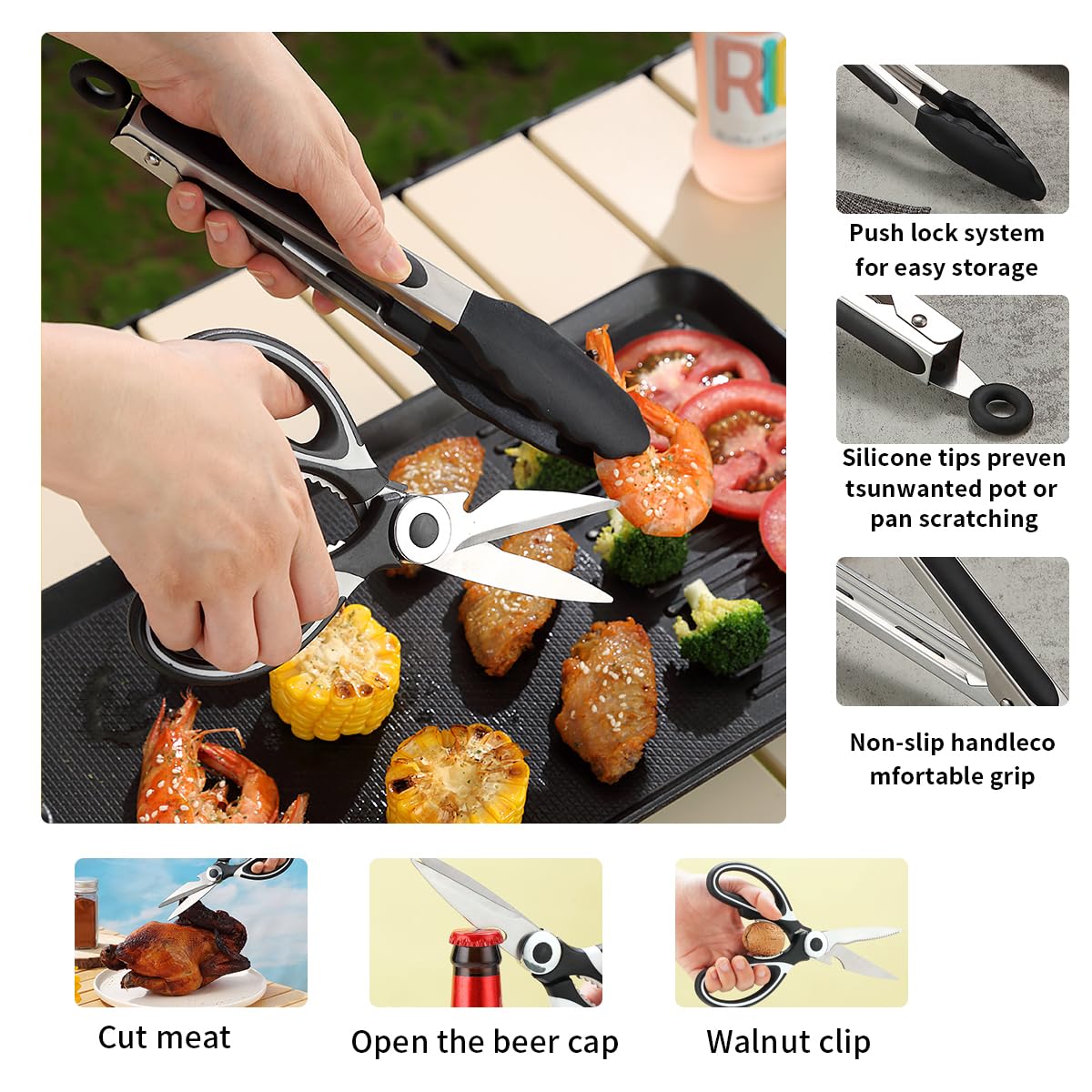 Camping Essentials, Evanda Camping Cooking Utensils, Travel Essentials, Portable Camping Kitchen Utensil Set for Travel, Picnics, RVs, Camping, BBQs, Parties