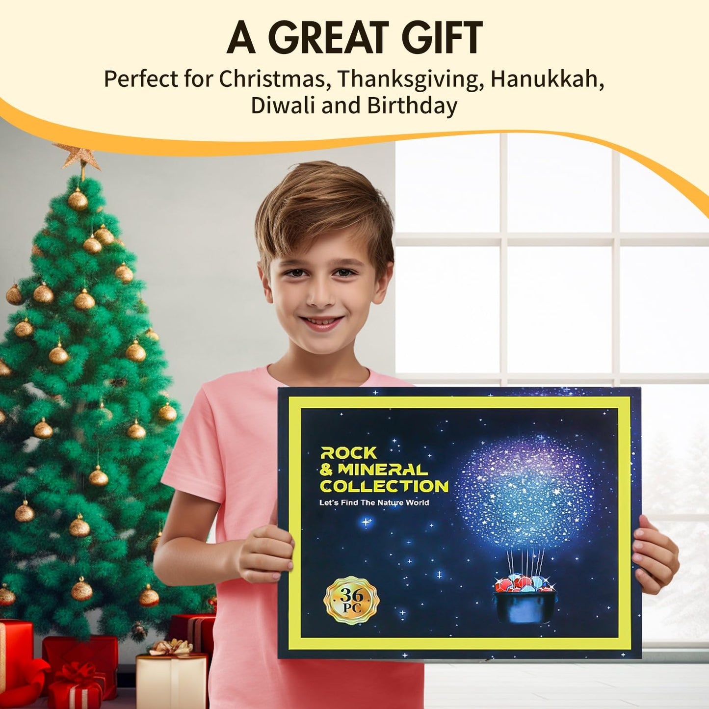 BTYCityMao Rock Collection for Kids - 36pc Cool Rocks and Gems Stones Crystals Kit - Rocks and Minerals Science Kit with Learning Guide - Earth Science Activity Kit - Rock Collection Box for Kids