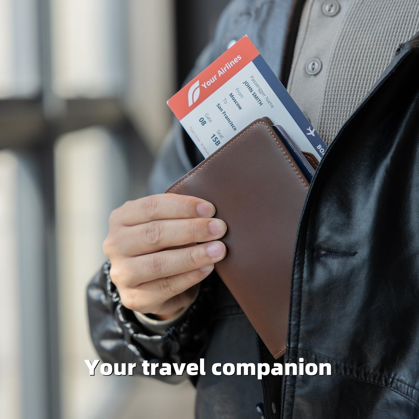 Mrain Luxury RFID Blocking Genuine Leather Passport Holder Passport Wallet for Travel Dark Brown