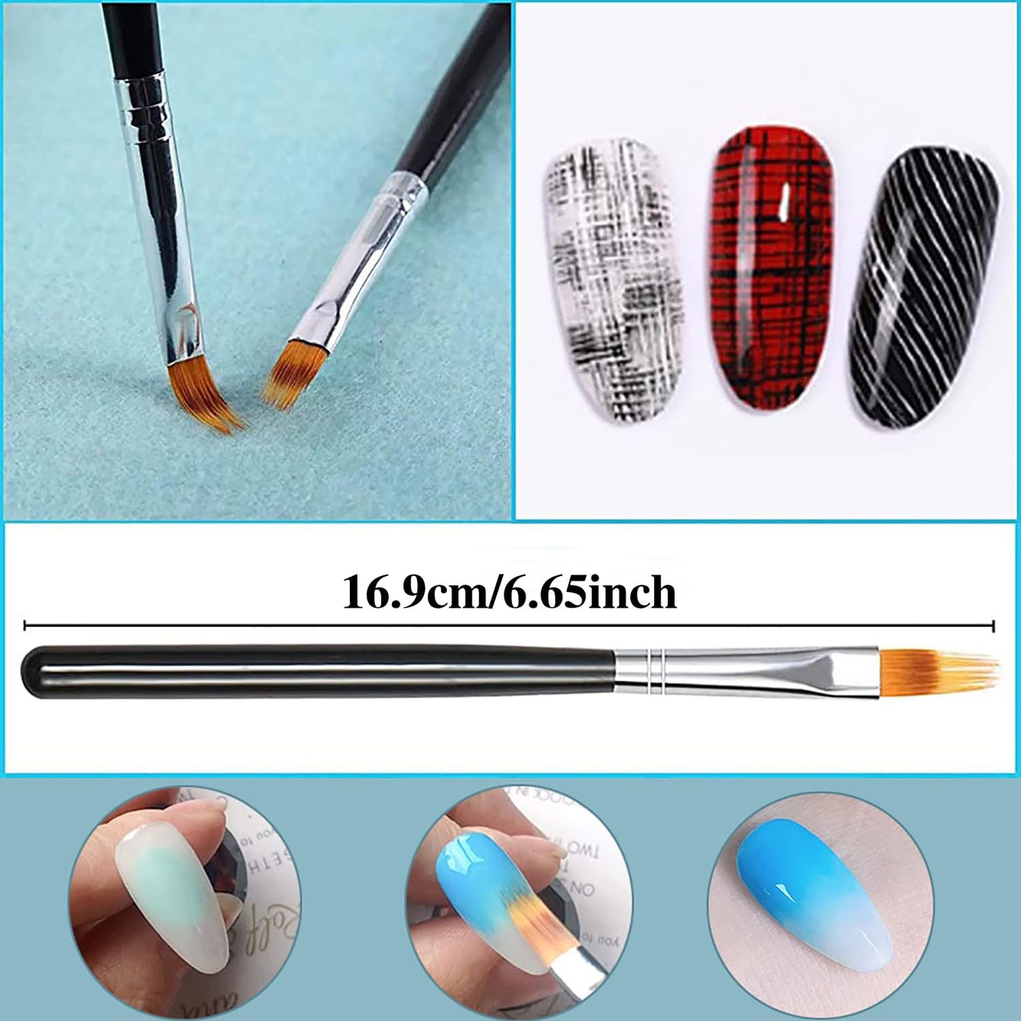 YECIRALA 6Pcs Ombre Nail Brushes Set Silicone Nail Art Brushes for UV Gel Polish Lip Eyeshadow Makeup, Multi-use Manicure Design Tool Reusable Nail silicone Brushes Nail Ombre Brush For Women