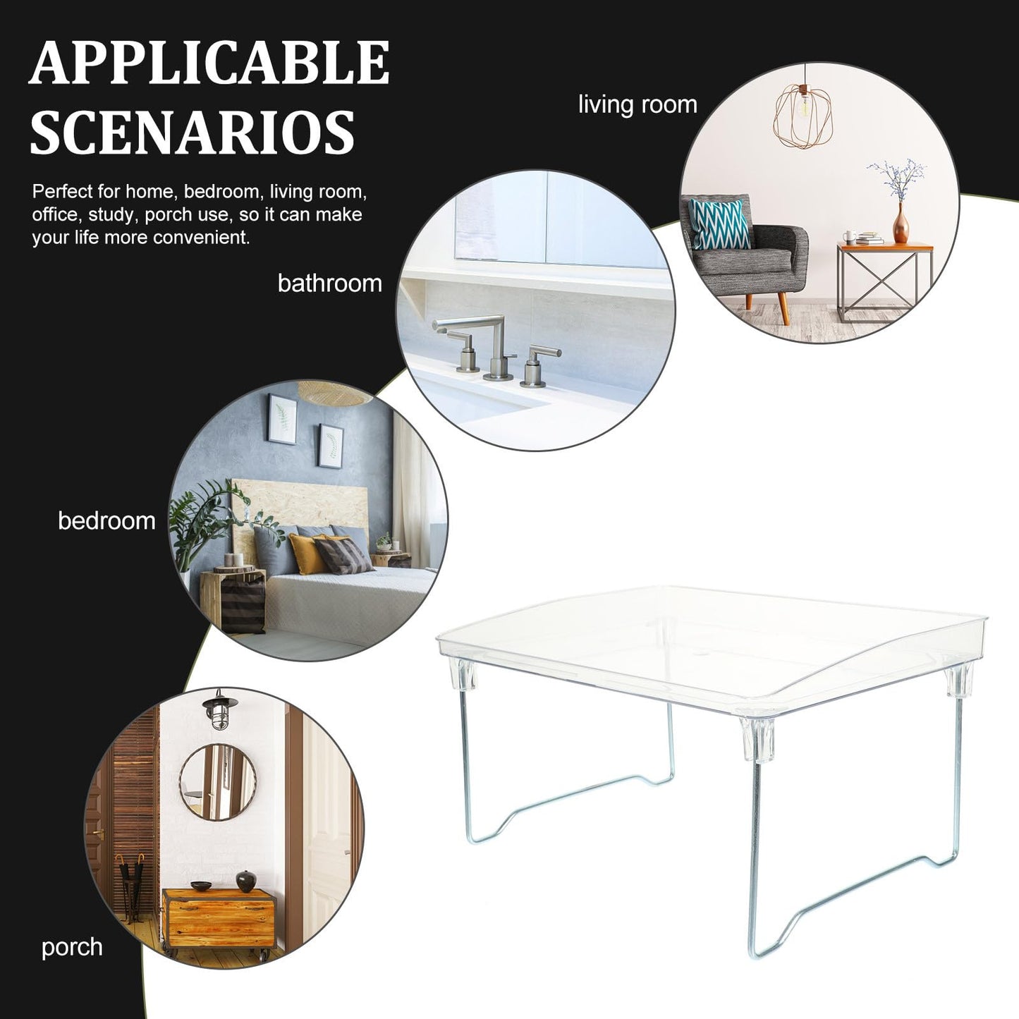 UPKOCH Folding Desktop Storage Rack 11.65X8.26X6.29In Clear Acrylic Countertop Organizer for Kitchen Bathroom Office Multi-Purpose Storage Stand with Raised Edges