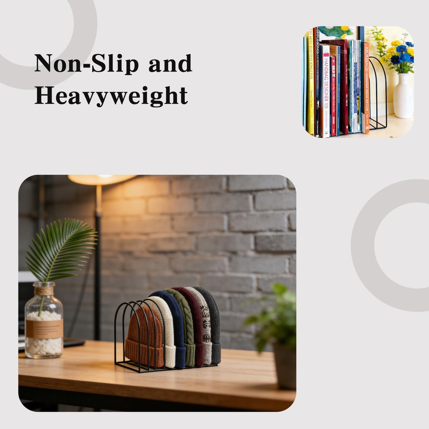 DHSUN 2 Pcs Beanie Organizer, 10-Cap Capacity Metal Beanie Holder, Hat Rack for Knit Hats, Space-Saving Storage for Bedroom, Entryway, Mudroom, Dorm, Apartment,Office