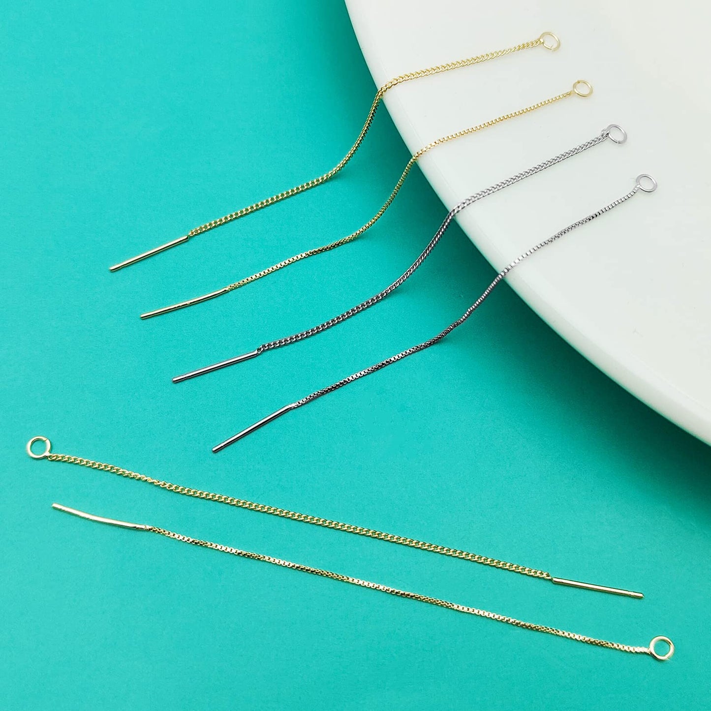 24pcs 8.5cm Ear Threads Long String Ear Threads Hypoallergenic Ears Thread Earring with Loop Drop Earrings Tassel Chain Earrings for Earring Making DIY Jewelry Craft(2 Styles,2 Colors)