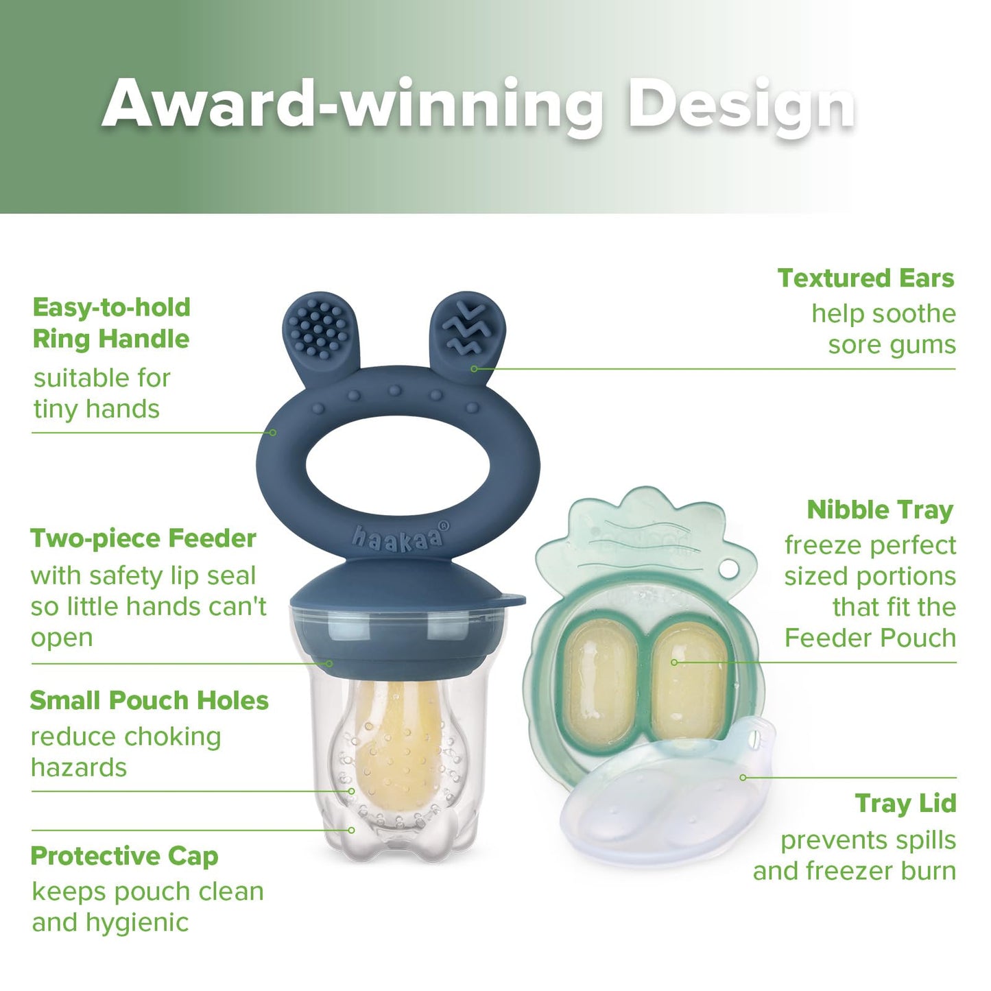 Haakaa Baby Fruit Food Feeder & Large-Palm Baby Teether Combo