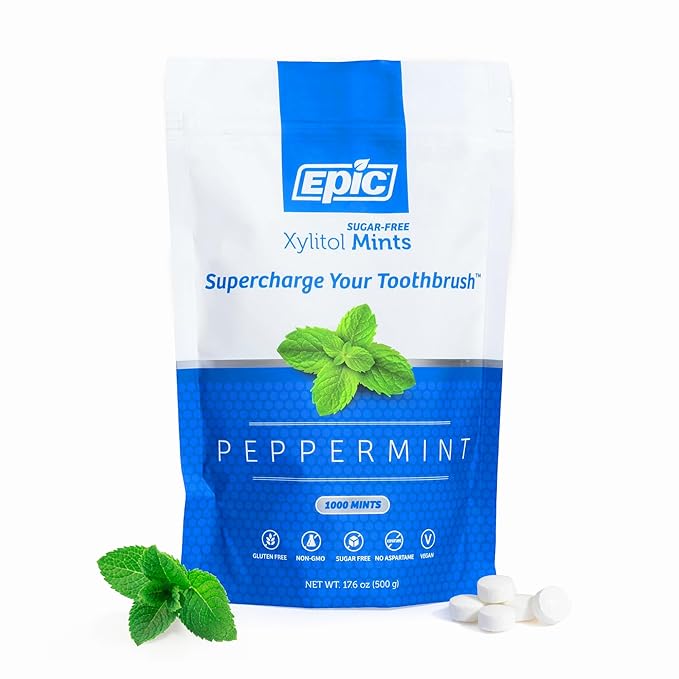 Epic Dental Sugar Free Oral Care Set – 1000-Piece Wintergreen Gum, 1000 Peppermint Mints, 2 Tubes Spearmint Fluoride Toothpaste – Aspartame Free, Dentist Approved, Helps with Dry Mouth & Cavity Care