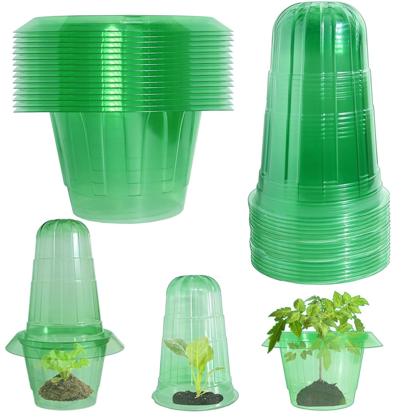 Slug Collars and Garden Cloches Set，Provides Effective Protection Against Snails for Your Salad Plants and Others Plants.(15 Pack)