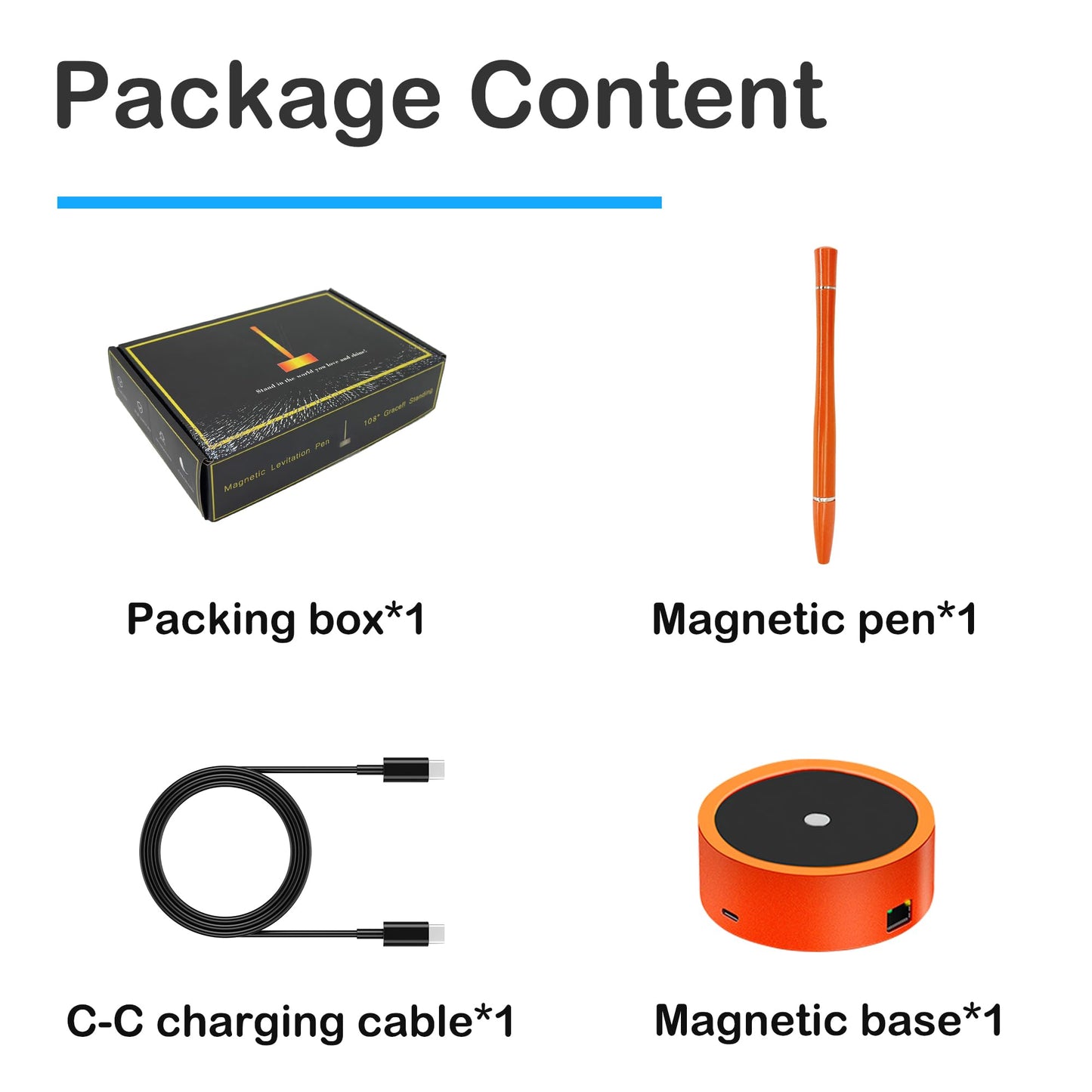 RERBO Magnetic Levitating Pen with Docking, Multifunctional Hover Pen with 1000Mbps Ethernet, 100W Fast Charging, USB 3.0, Standing and Swing Freely Tech Toys for Christmas Gift