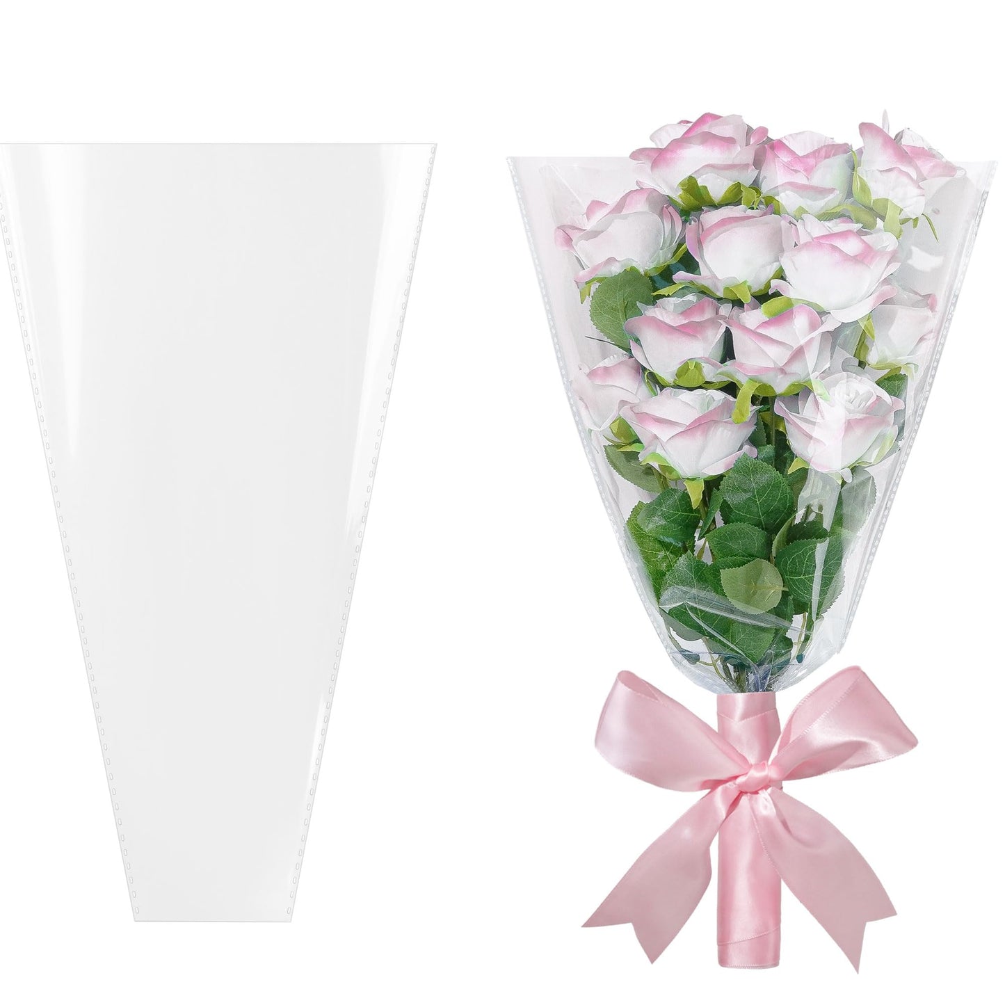 JOYIT Clear Flower Bags for Bouquets, 100PCS Wrapping Papers 13.8in x 18in, Wrapping Bags, Floral Sleeves for Floral bouquets Packaging