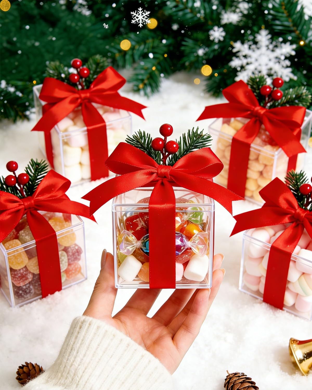 Clear Acrylic Boxes 2x2x2 Inch, Small Square Cube Storage Box with Lid - Stackable, Food-Safe Transparent Container for Candy, Gifts, Jewelry, Display & Favors (8)
