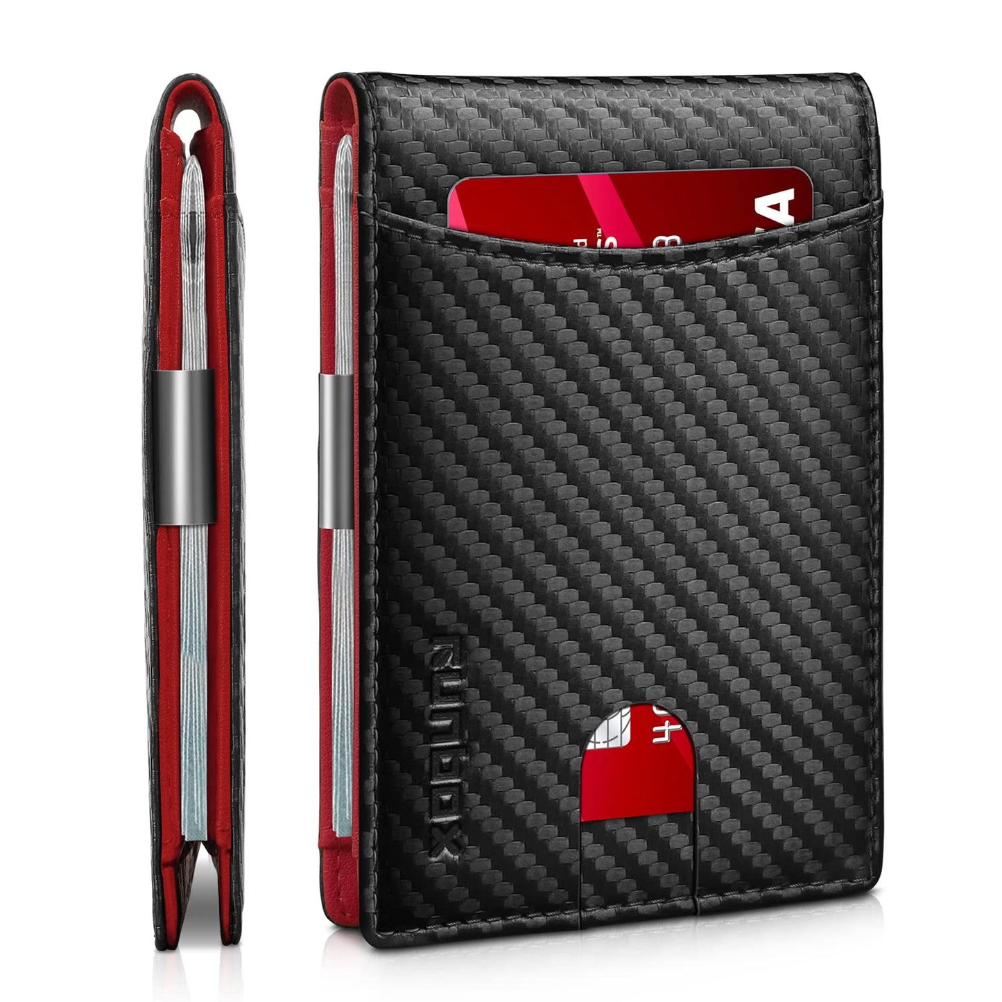 RUNBOX Wallet for Men RFID Blocking 11 Card Holder Minimalist Small Leather Bifold Men's Front Pocket Wallet Gift Box