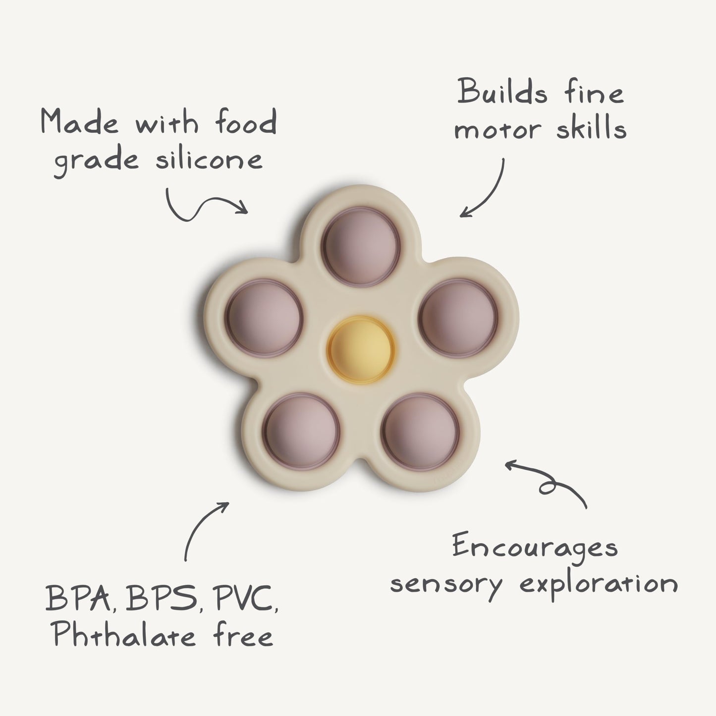 mushie Flower Press Toy (Dried Thyme/Natural/Shifting Sand)