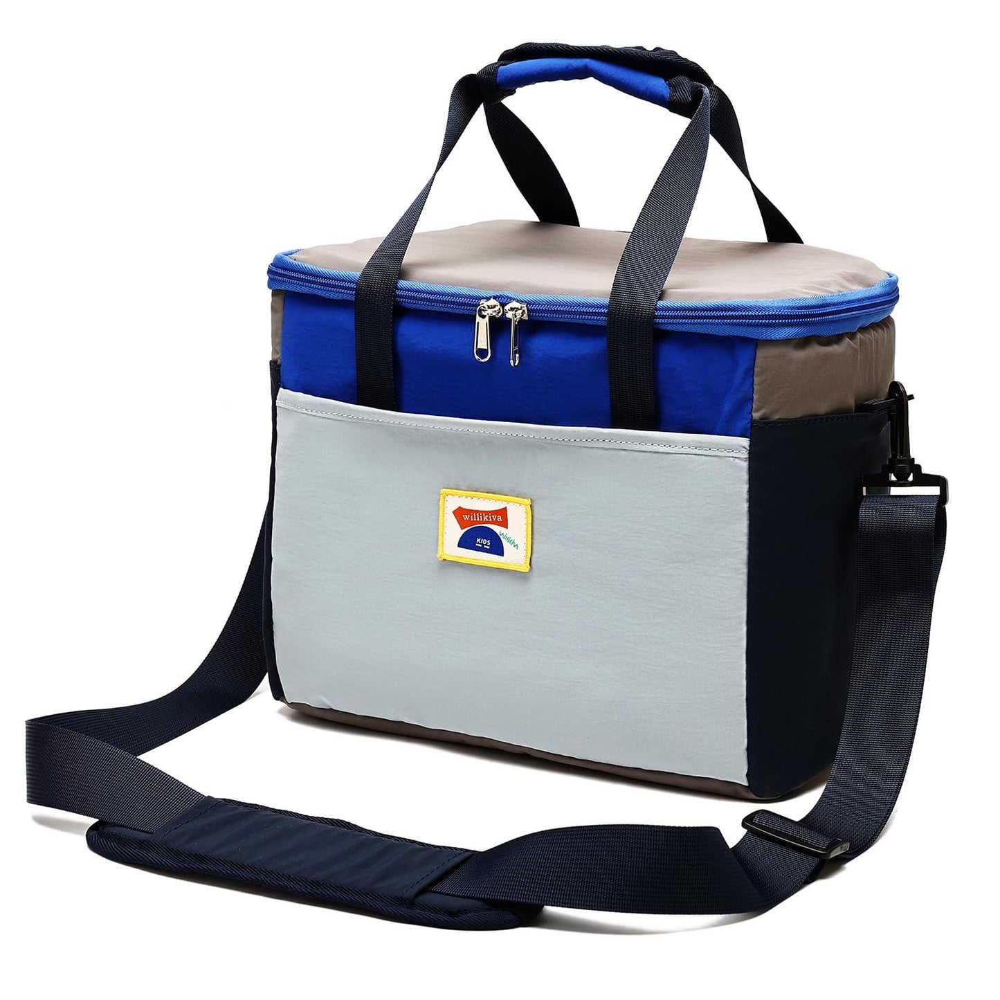 willikiva Insulated Lunch Bag Women Man Leakproof Soft Cooler Tote Bag Reusable LunchBox with Adjustable Shoulder Strap for Adults Work Travel(Grey Blue)