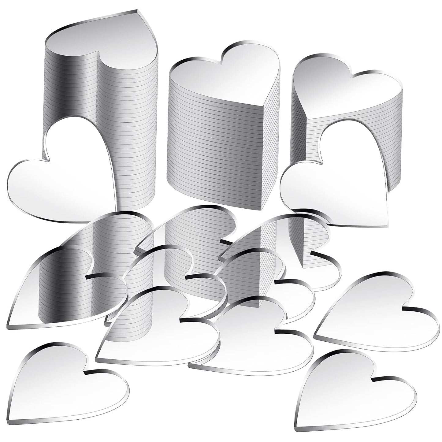 Jetec 100 Pcs Heart Shaped Mirror Tiles, Tiny Mirrors for Crafts, DIY Mosaic Small Circle Mini Mirror Tiles for Arts and Crafts Projects, Traveling, Framing, Room Home Decor(2 Inch)