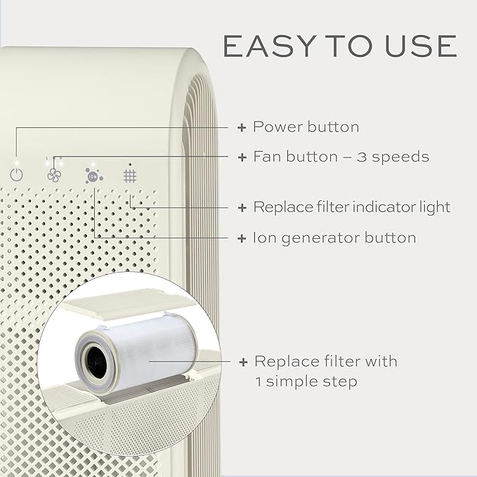 Conair Air Purifier, HEPA Air Filter, Purifier for Allergies, Dust, Pollen, Odor Control,Medium Sized Rooms up to 200 Sq. Ft.