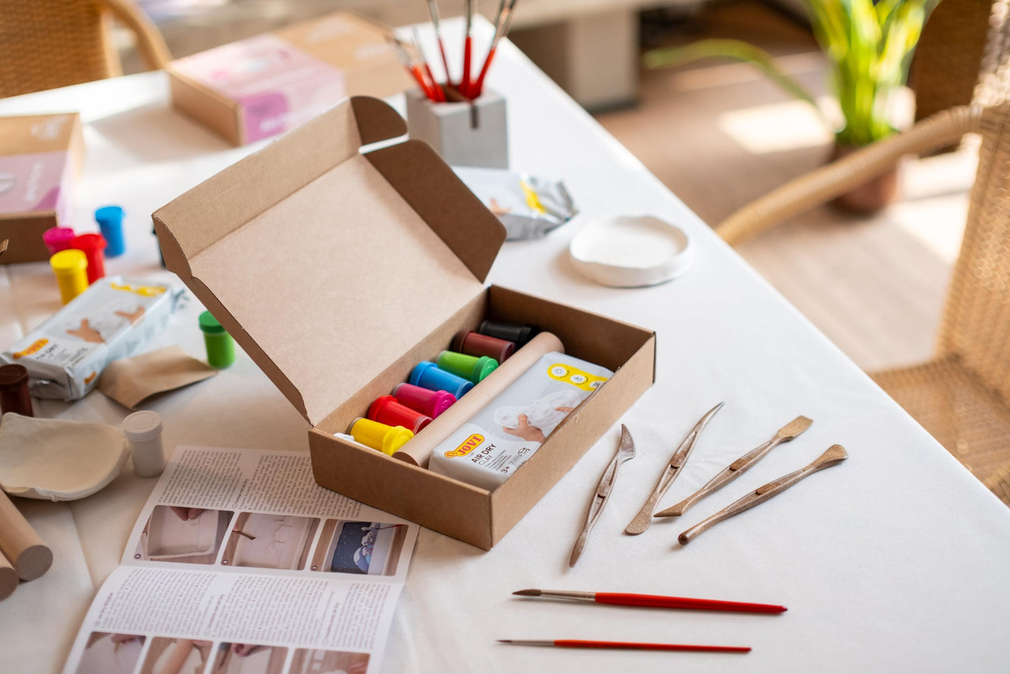 Jovi - DIY Air Dry Clay Kit for Adults - Pottery Starter Set with Clips, Paints, Tools and Step-by-Step Video Tutorial