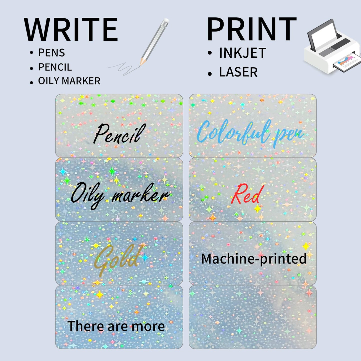 STARLIBOO Shipping Labels Stickers, 2"×4" Printable Holographic Mailing Labels for Laser/Inkjet Printing- Matte, Permanent Adhesive Sticker (Holographic Star)