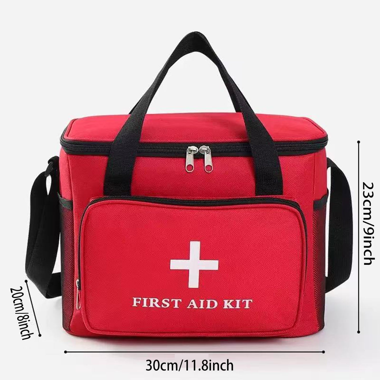 Syznoctil Emergency Medical Bag Organizer - Large Pill Bottle Storage with Detachable Pouch, Waterproof First Aid Kit Case for Travel & Home (Red, Large)