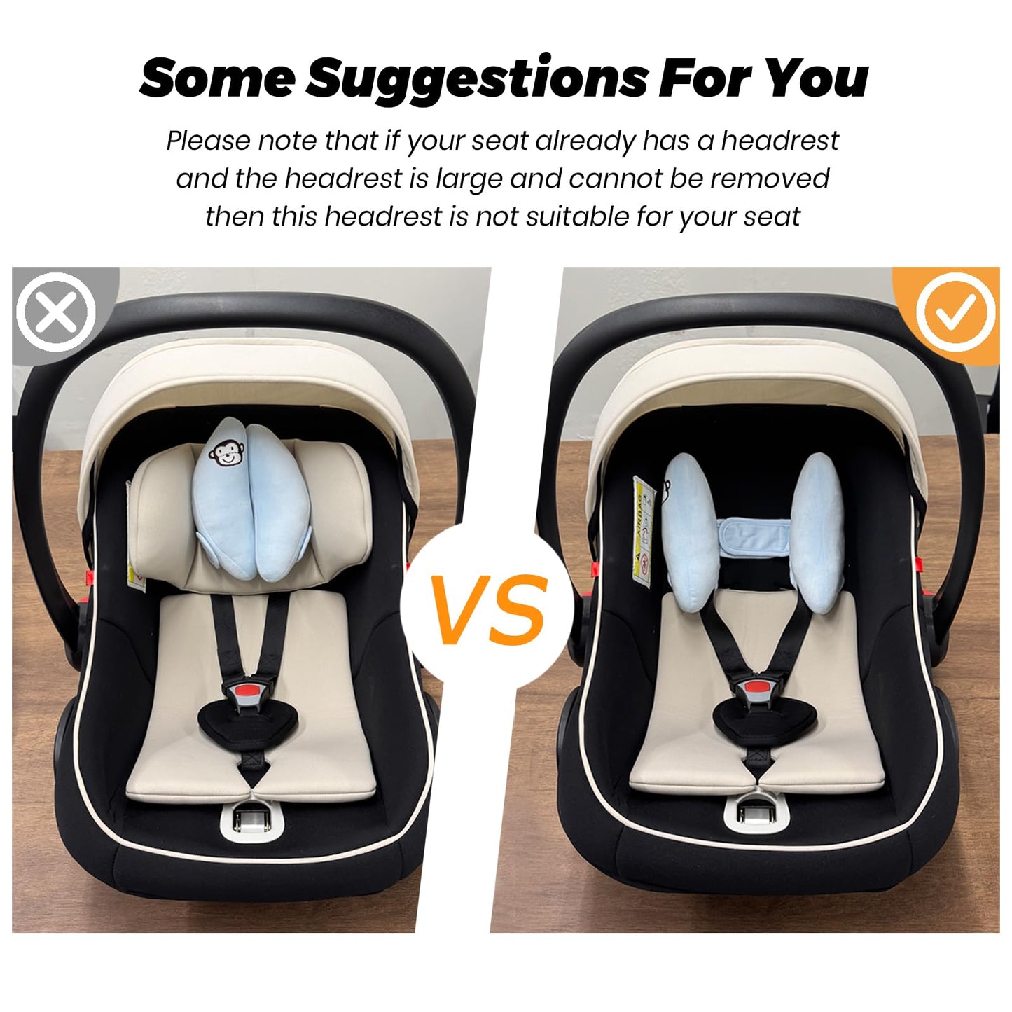 StoHua Adjustable Baby Head Neck Support Pillow,Baby Travel Pillow Cushion for Car Seat,Stroller Headrest Pillow for Infants,Head and Neck Support Pillow for Pushchair,Blue