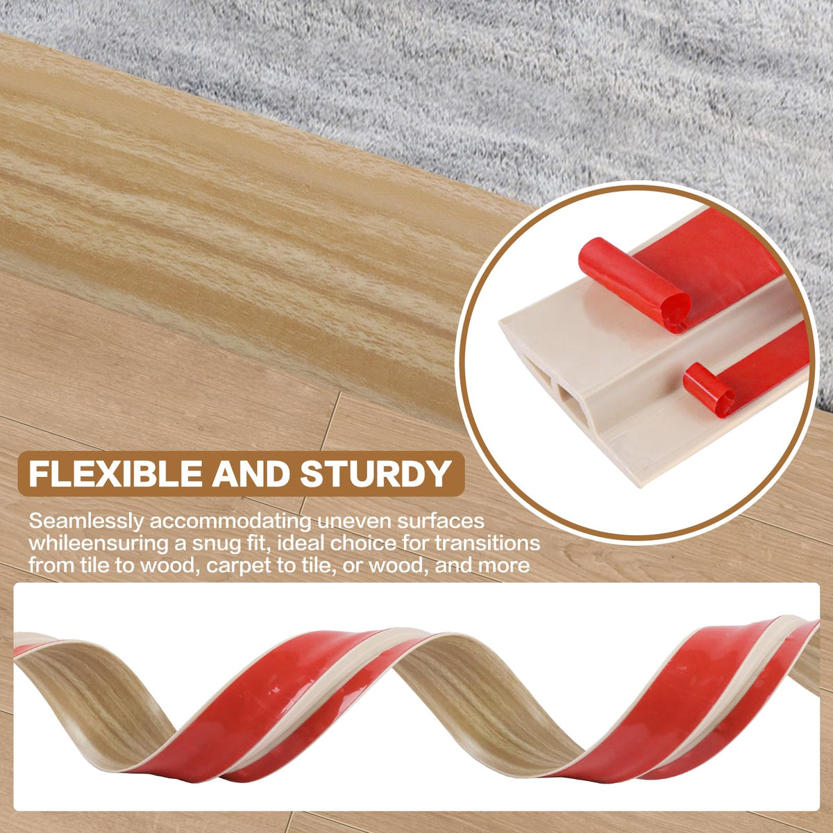 Floor Transition Strip Vinyl Door Threshold Ramp Self Adhesive Carpet Edging Strip Doorway Edge Trim
