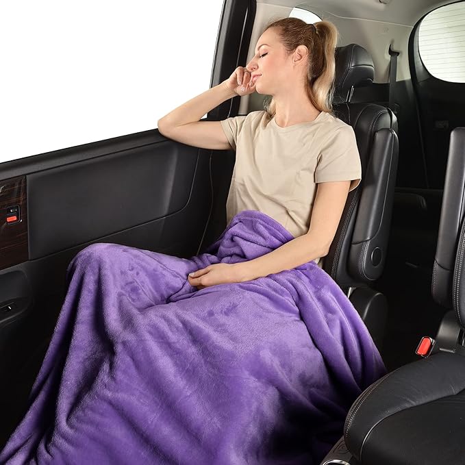 SOCHOW Flannel Fleece Blanket King Size, All Season Lightweight Super Soft Cozy Blanket for Bed or Couch, Purple(90inch X108'')