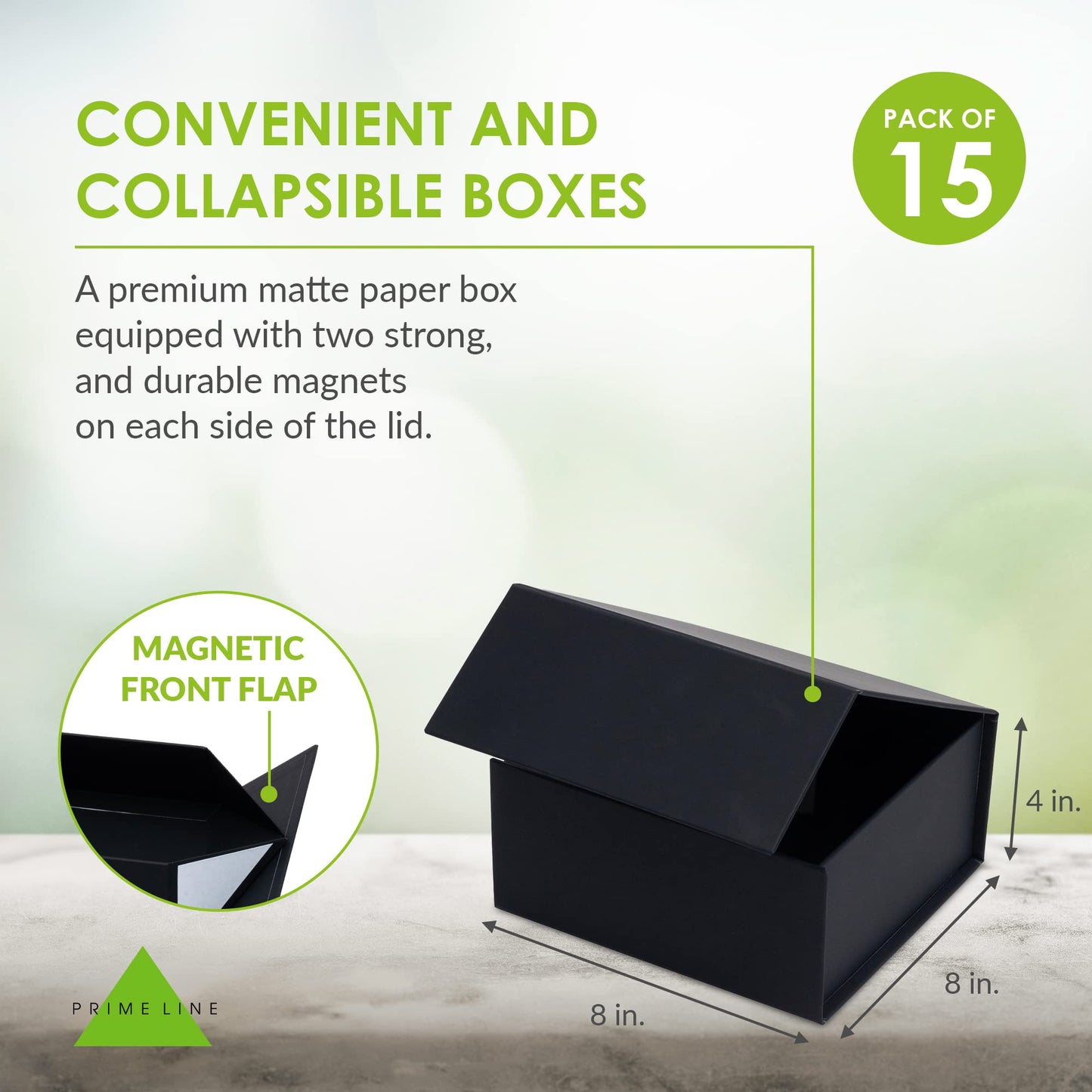 Prime Line Packaging Gift Boxes with Lids, Small Black Magnetic Gift Boxes for Presents, Small Business, Birthdays, Weddings, Graduation, Retail Storage, Bulk, 8x8x4, 15 Pack