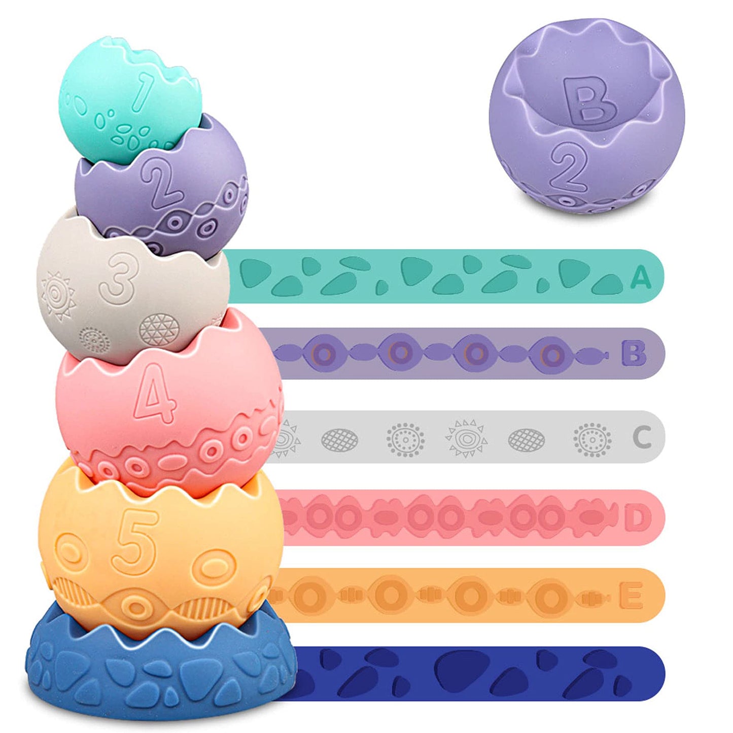 Miawow Stacking Balls Soft Toys for Babies 6 12 18 Months 1 Year Old Girls Boys - Toddlers Sensory Educational Montessori Baby Blocks - Infant Newborn Teething Learning Stacker Cups-Easter Basket