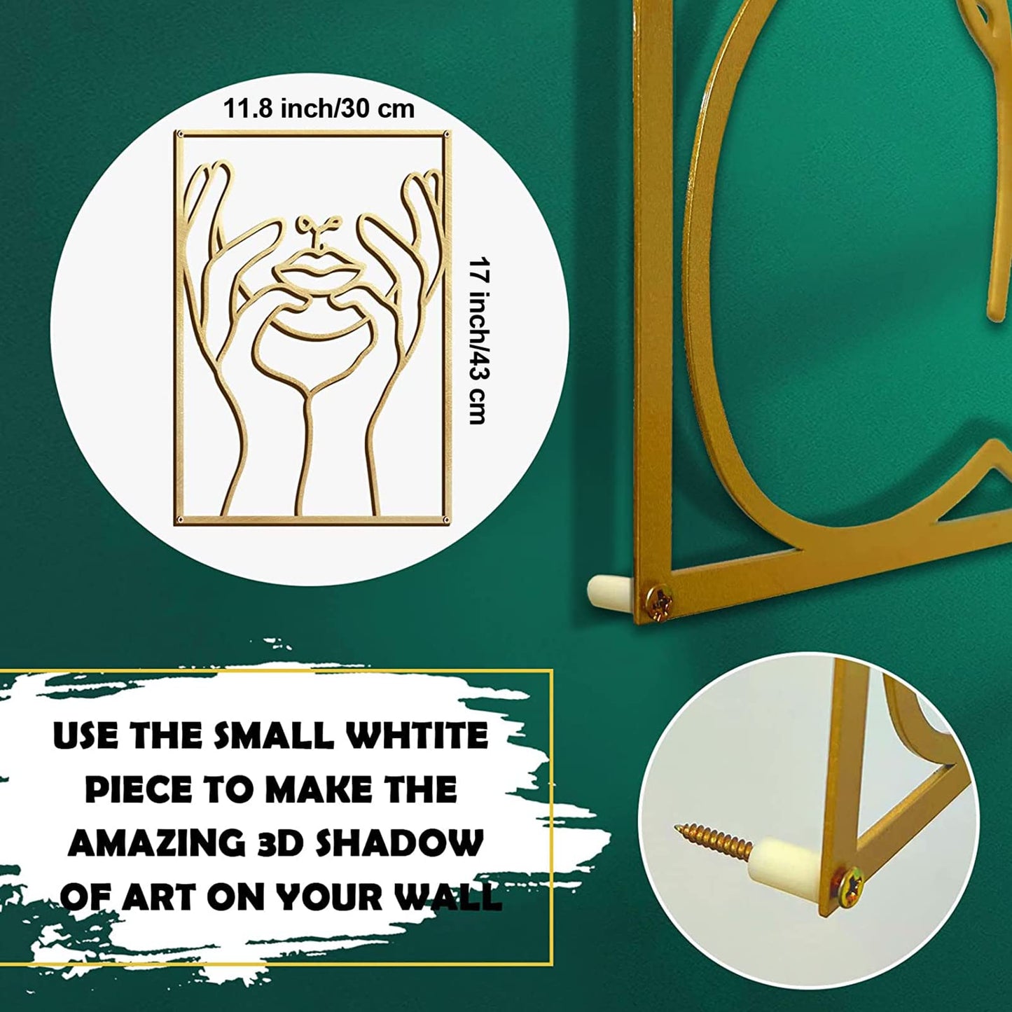 Glamativity 4 Pack Gold Wall Art Decor, Minimalist Single Line Real Metal Wall Art, Woman's Body Shape Abstract Wall Art (Gold Classic Style, 17 x 11.8'')